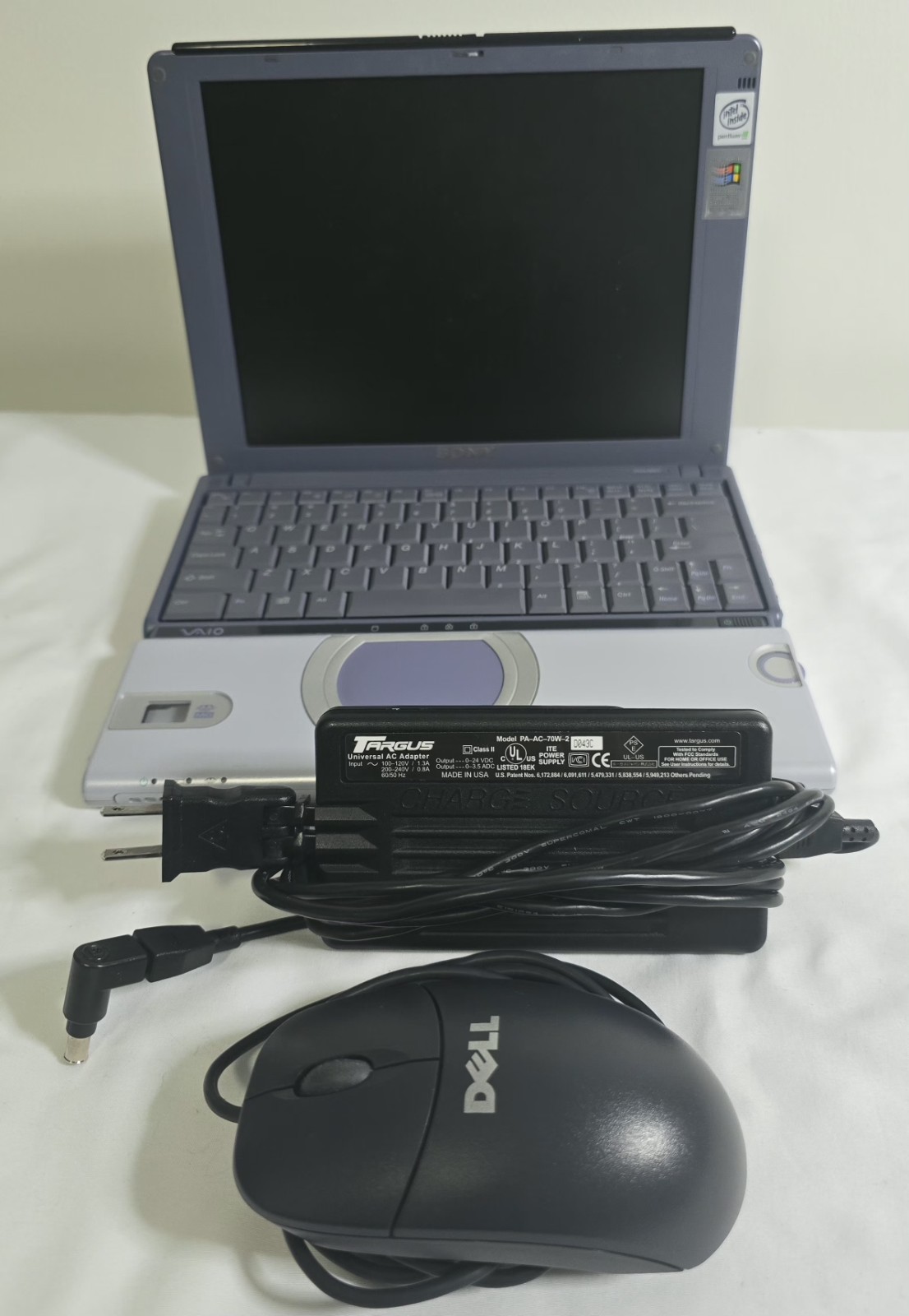 VTG 2000 Sony VAIO PCG-431L Retro Laptop Pentium III 750MHz Win Me COA Bundle 