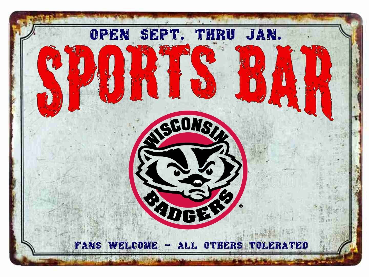 Wisconsin  badgers Sports Fans Welcome Mouse Pad Tin Sign Art On Mousepad