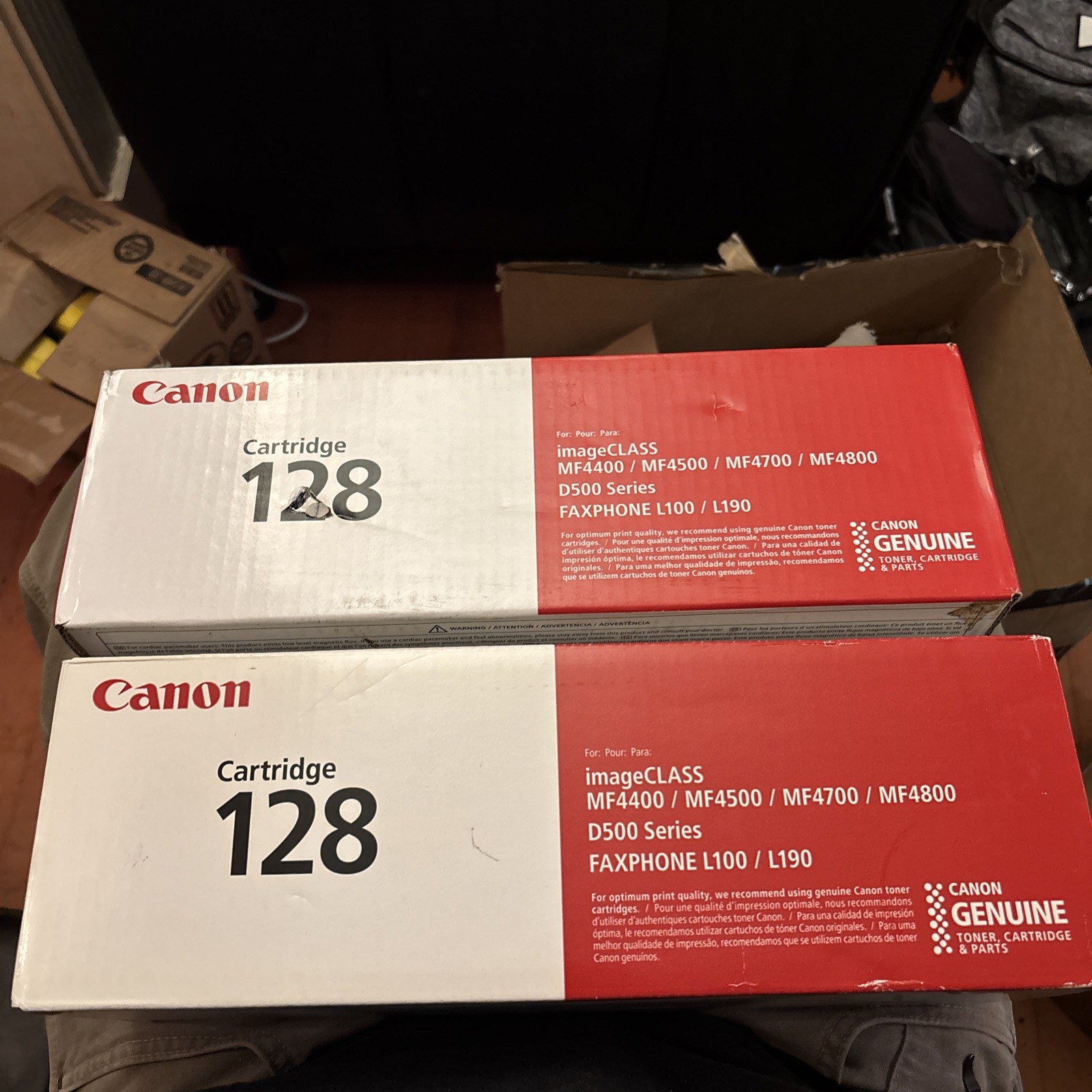 Two New Canon 128 Black Toner Cartridges imageCLASS D530 D550 MF4570 MF4770 OEM