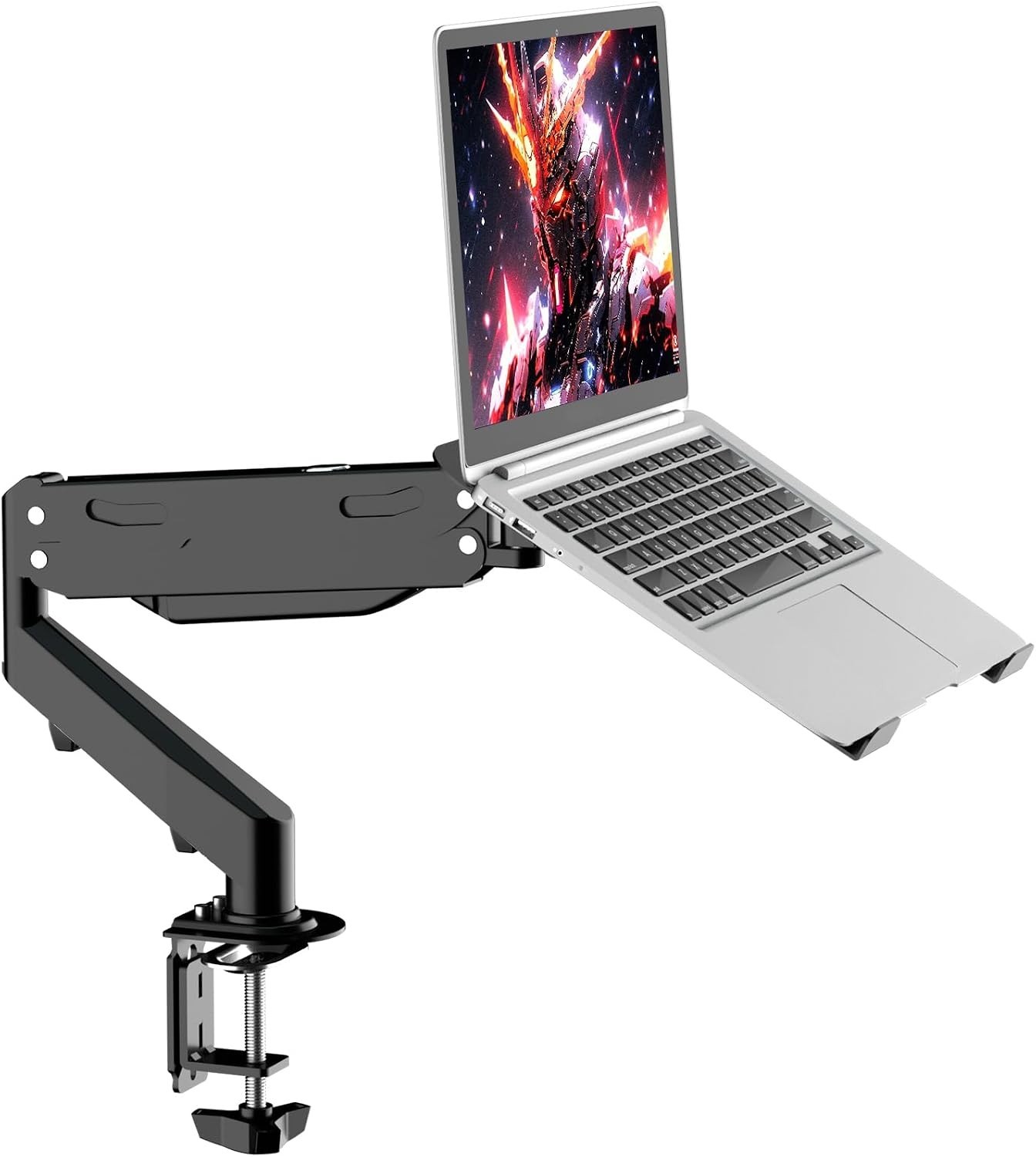 2 in 1 Laptop Desk Mount with Gas Spring Arm, Monitor Laptop Stand for 12-17 Inc