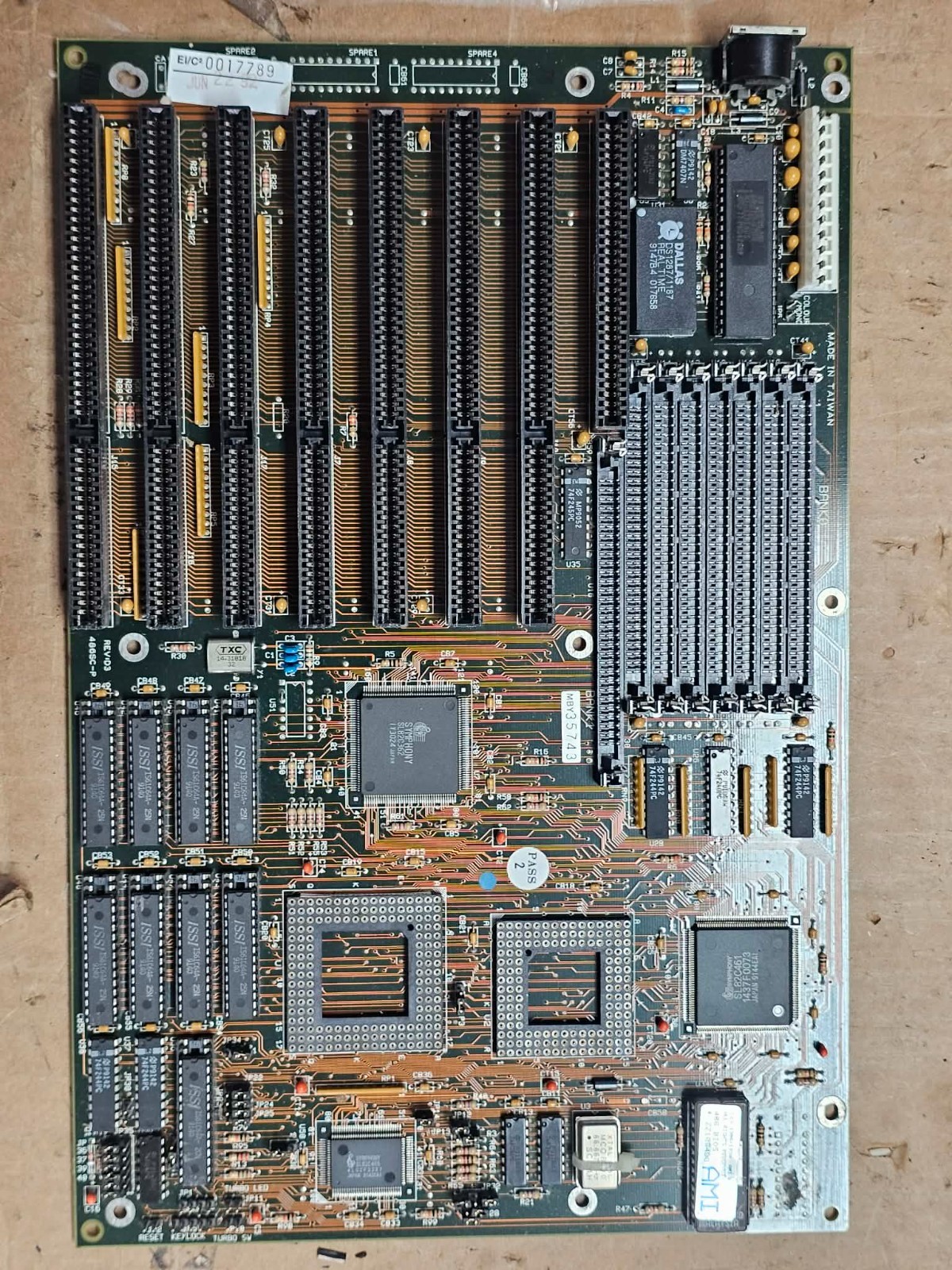 Vintage Retro Gaming FIC 486SC-P Rev D3 486 ISA Motherboard Symphony AMI PC