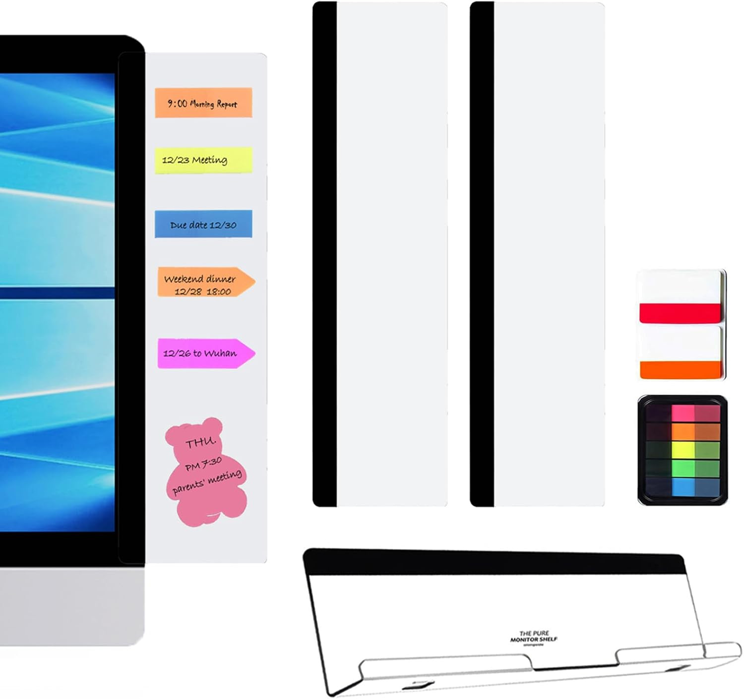 LRZCGB Monitor Memo Board,3 Pieces Computer Monitor Message Board Acrylic Monito