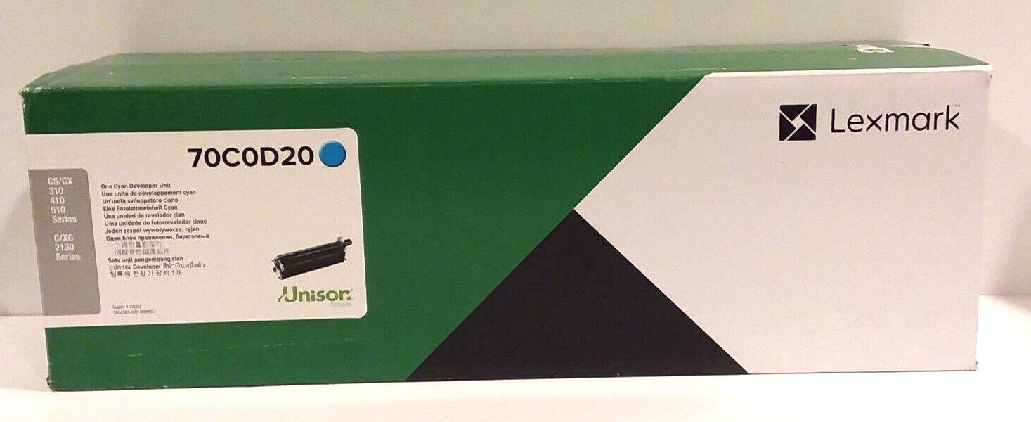 Genuine Lexmark 700D2 Cyan Developer Unit 70C0D02 Factory Sealed Foil Bag NEW