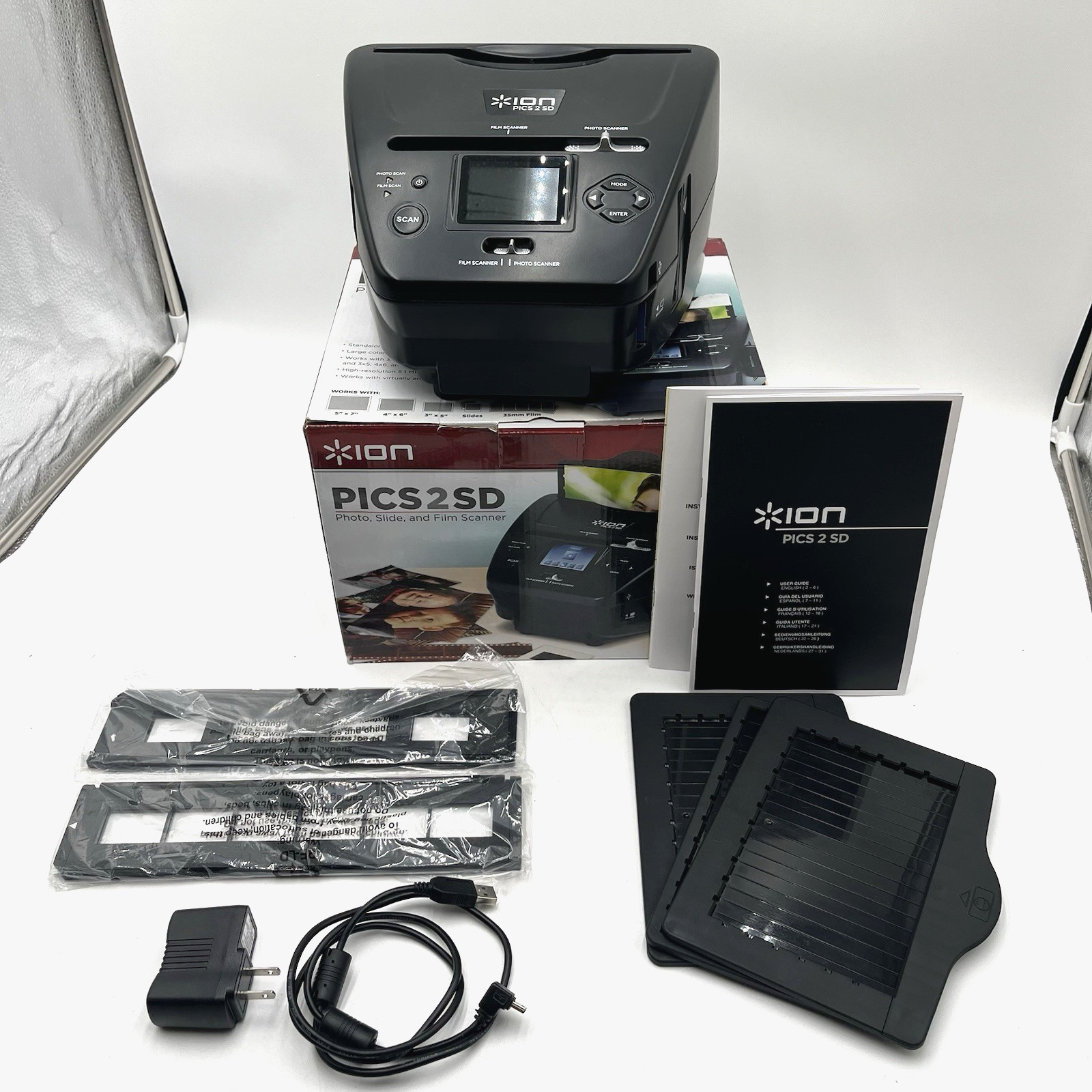 ION Pics 2 SD Photo Slide & Film Scanner Color Screen USB 5.1 MP 2500 DPI Tested