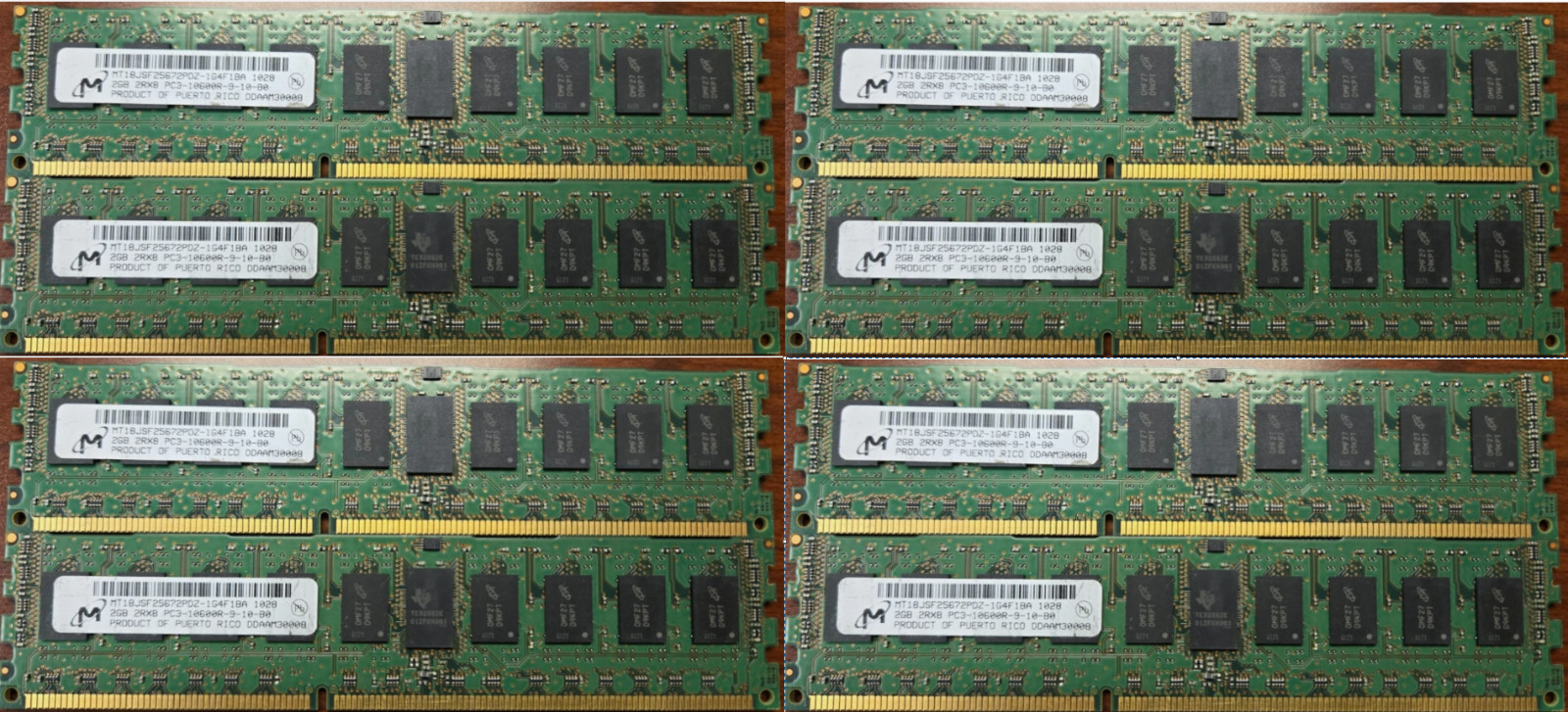 LOT OF 8 Micron MT18JSF25672PDZ-1G4F1B 2GB PC3-10600R-9-10-B0 2Rx8RAM USED AS.IS