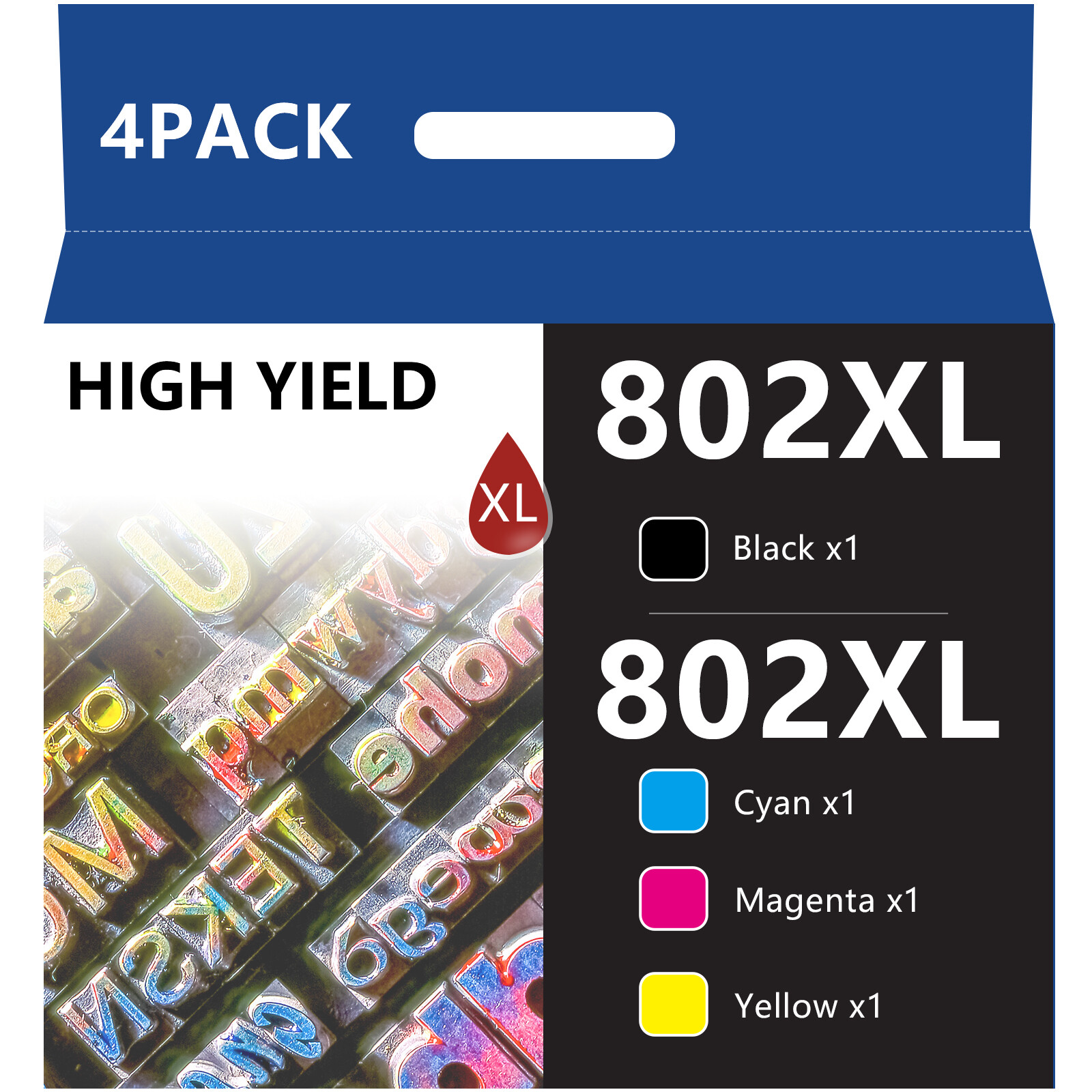 4PK 802XL T802XL Ink For Epson WorkForce Pro WF-4720 WF-4730 WF-4734 WF-4740