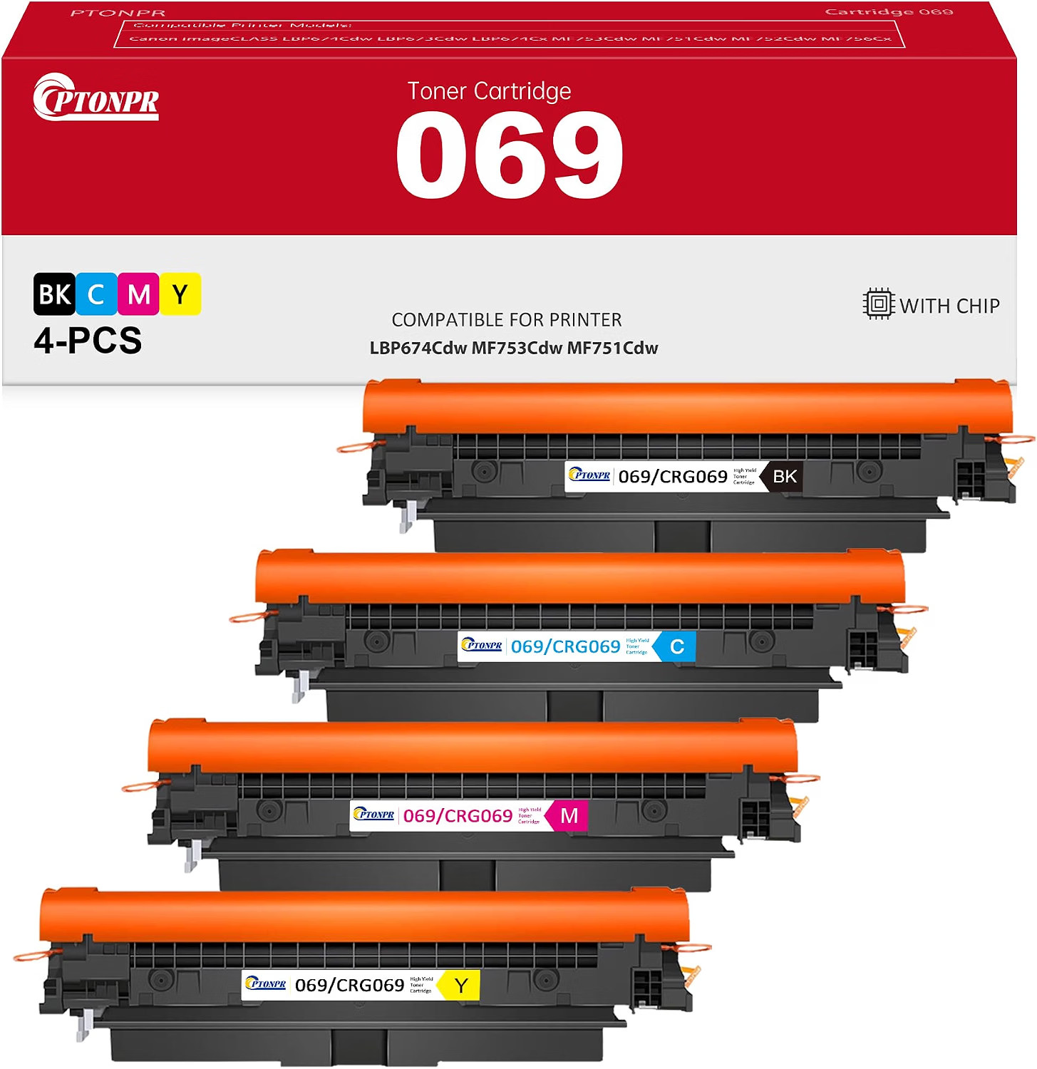 4-Pack Toner Chip Canon 069 CRG069 Color ImageCLASS Black Cyan Magenta Yellow BN