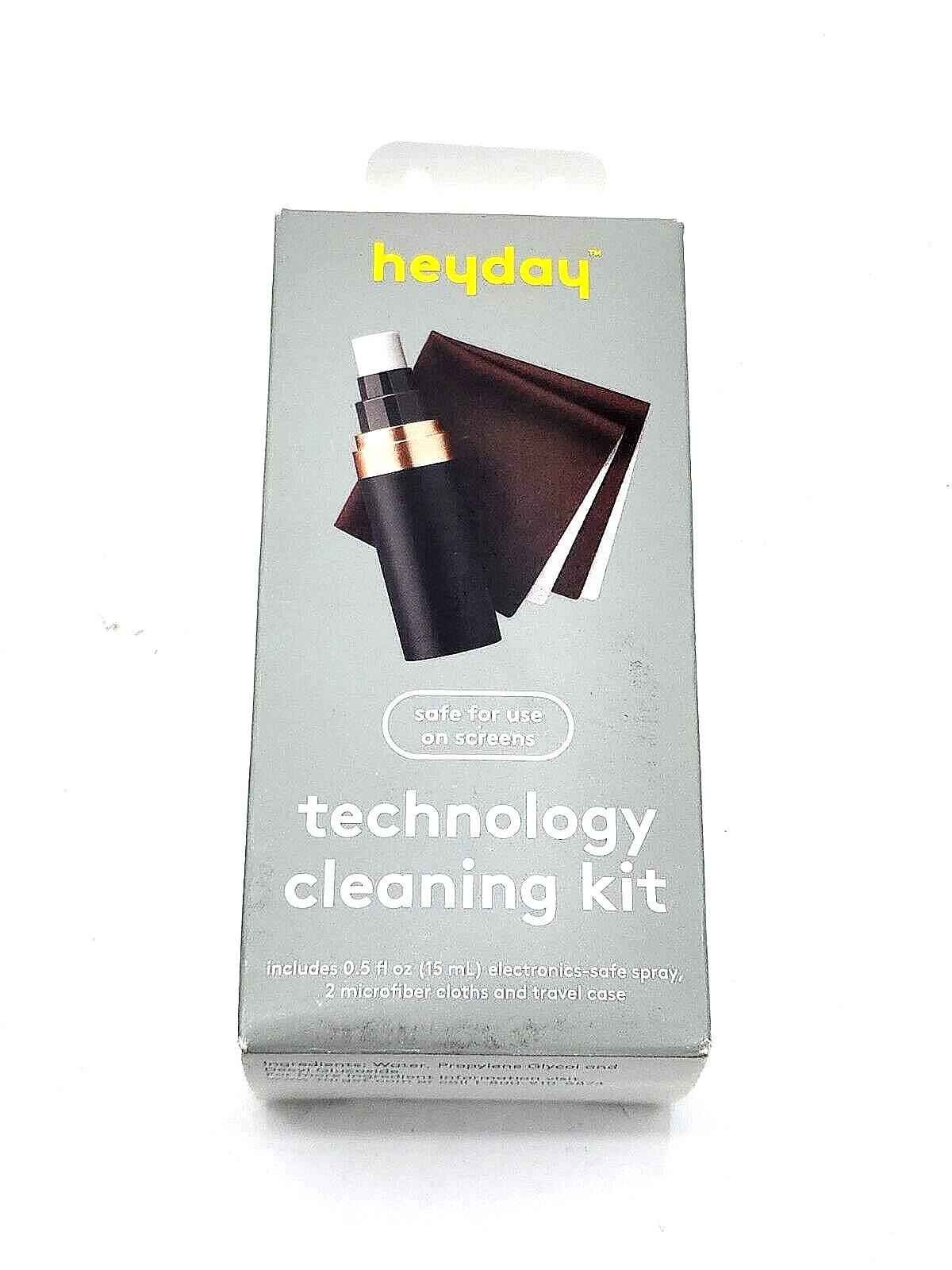 Heyday Technology Cleaning Kit - 15ml spray + 2 cloths + travel case