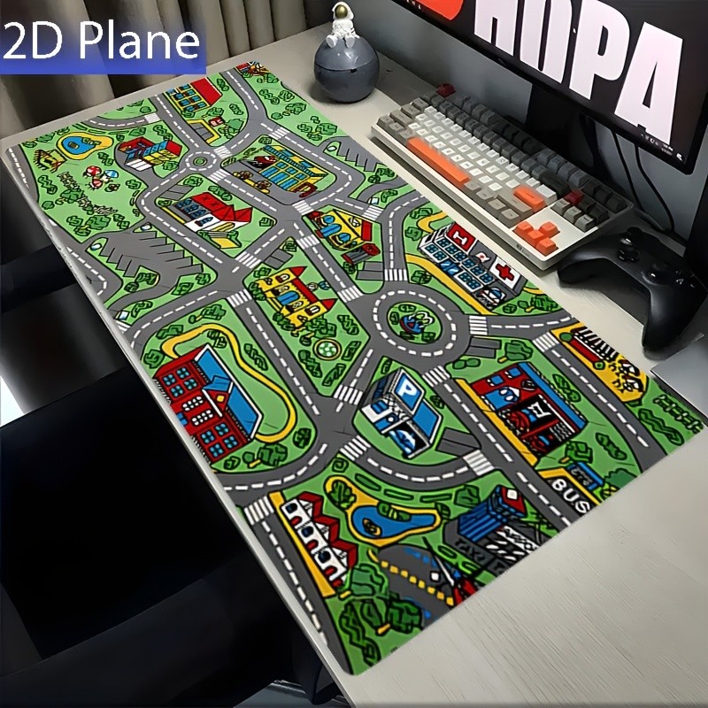 1pc Retro Car Non‑Slip Large Gaming Mouse Pad with Street Magic Carpet Design