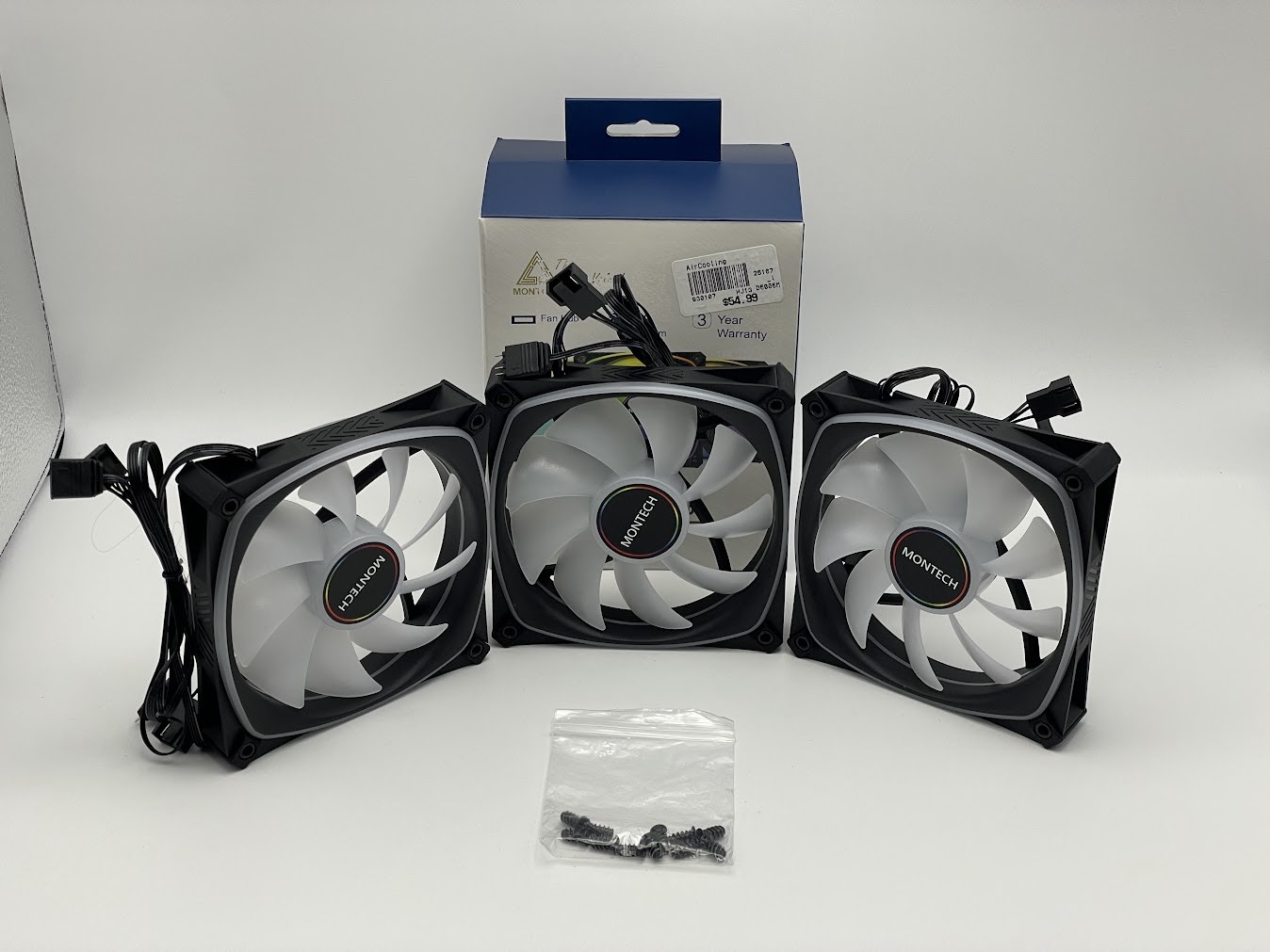 Montech AX120 PRO Rifle Bearing 120mm Case Fan - Black (3 Pack) - TESTED