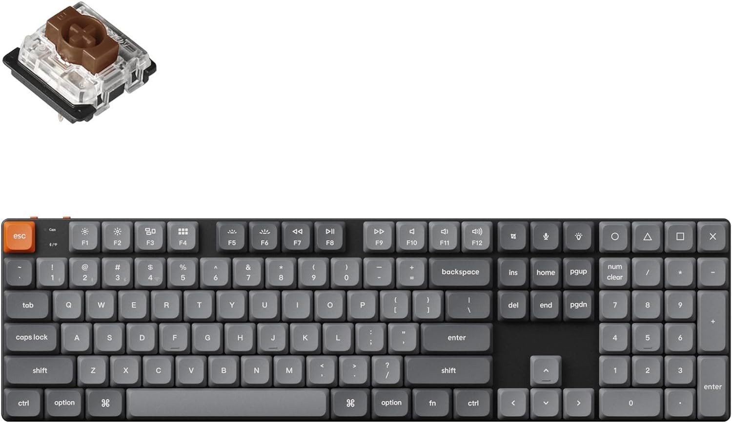 Keychron K5 Max Full Size Wireless Mechanical Keyboard w/ RGB Light  Brown Tact