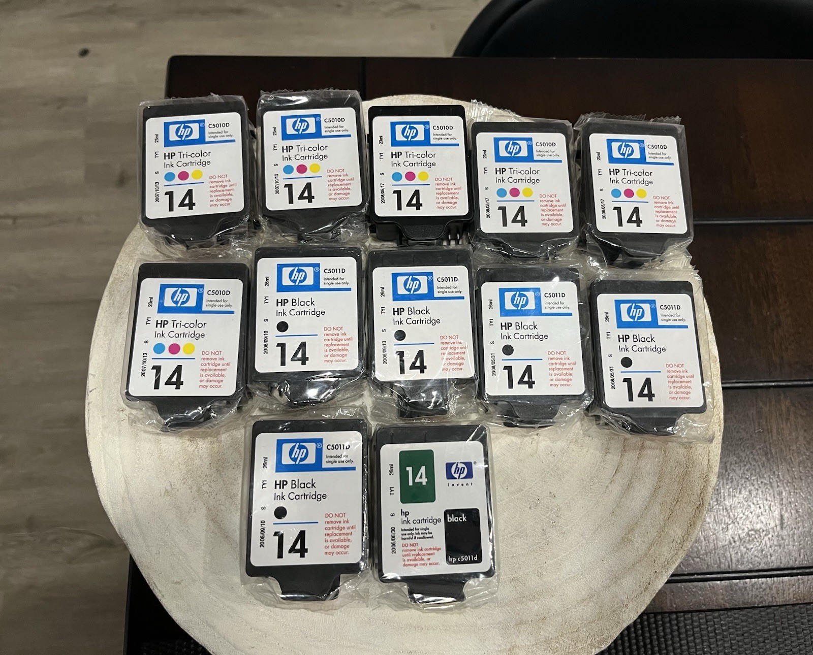 Genuine HP 14 Ink Cartridges C5010D Tri-Color C5011D Black Sealed Exp Lot of 12
