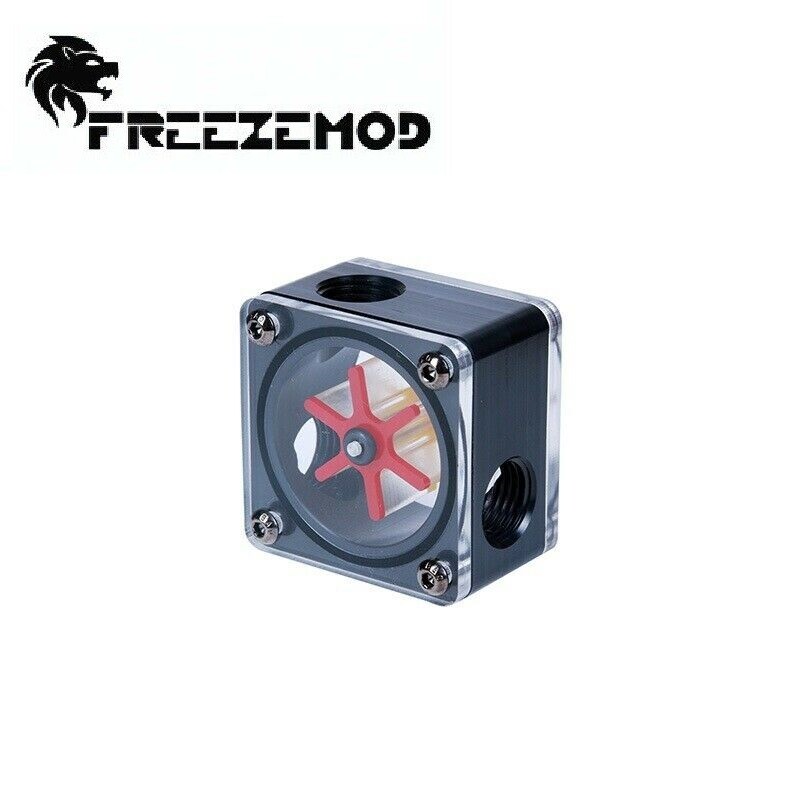 FreezeMod G1/4 Thread 3 WAY Splitters Indicator Flow Meter Water Cooling Black