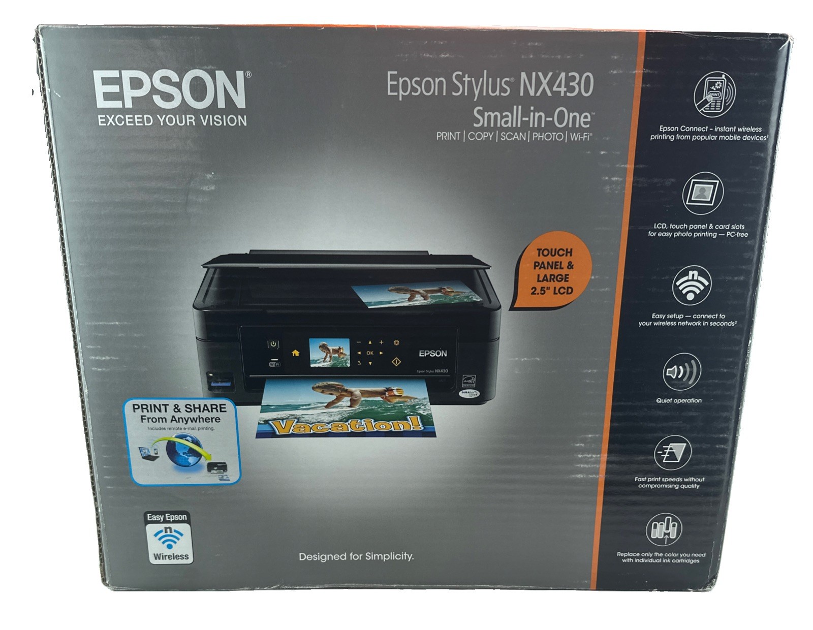 EPSON Stylus NX430 Small-In-One Color Printer Copy Scan Photo Wi-Fi New