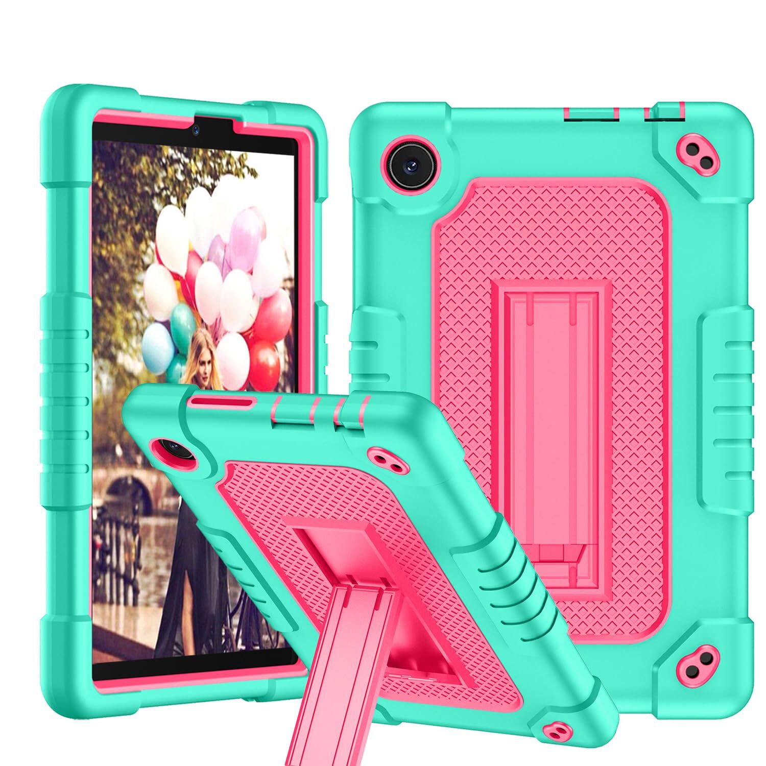 TCL TAB 8 Plus Tablet Case Shockproof Protective Case (Green Pink)