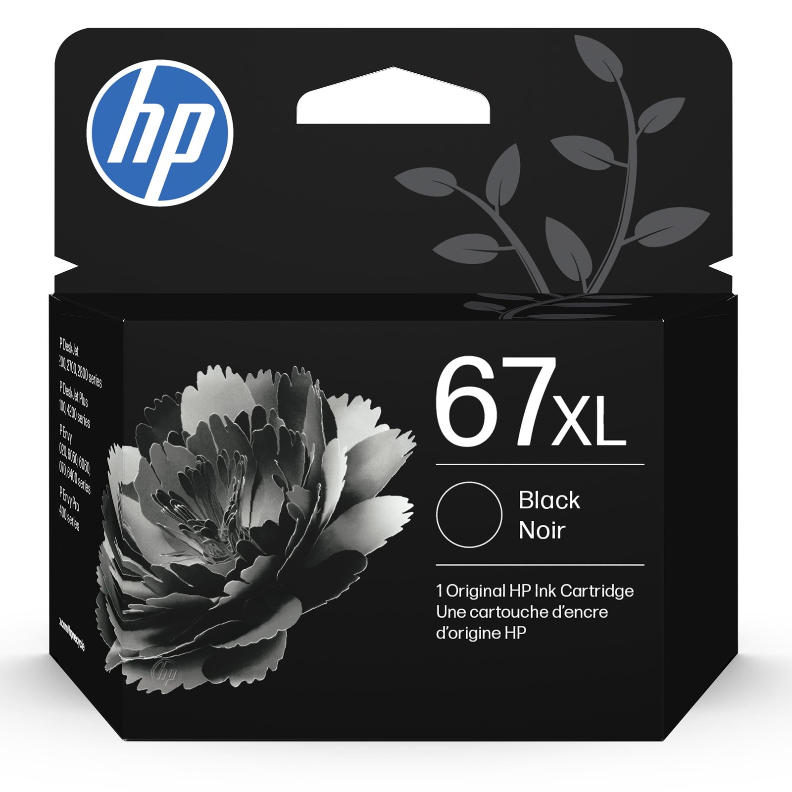 HP 67XL Black Original Ink Cartridge, High Yield, Compatible with HP ENVY and