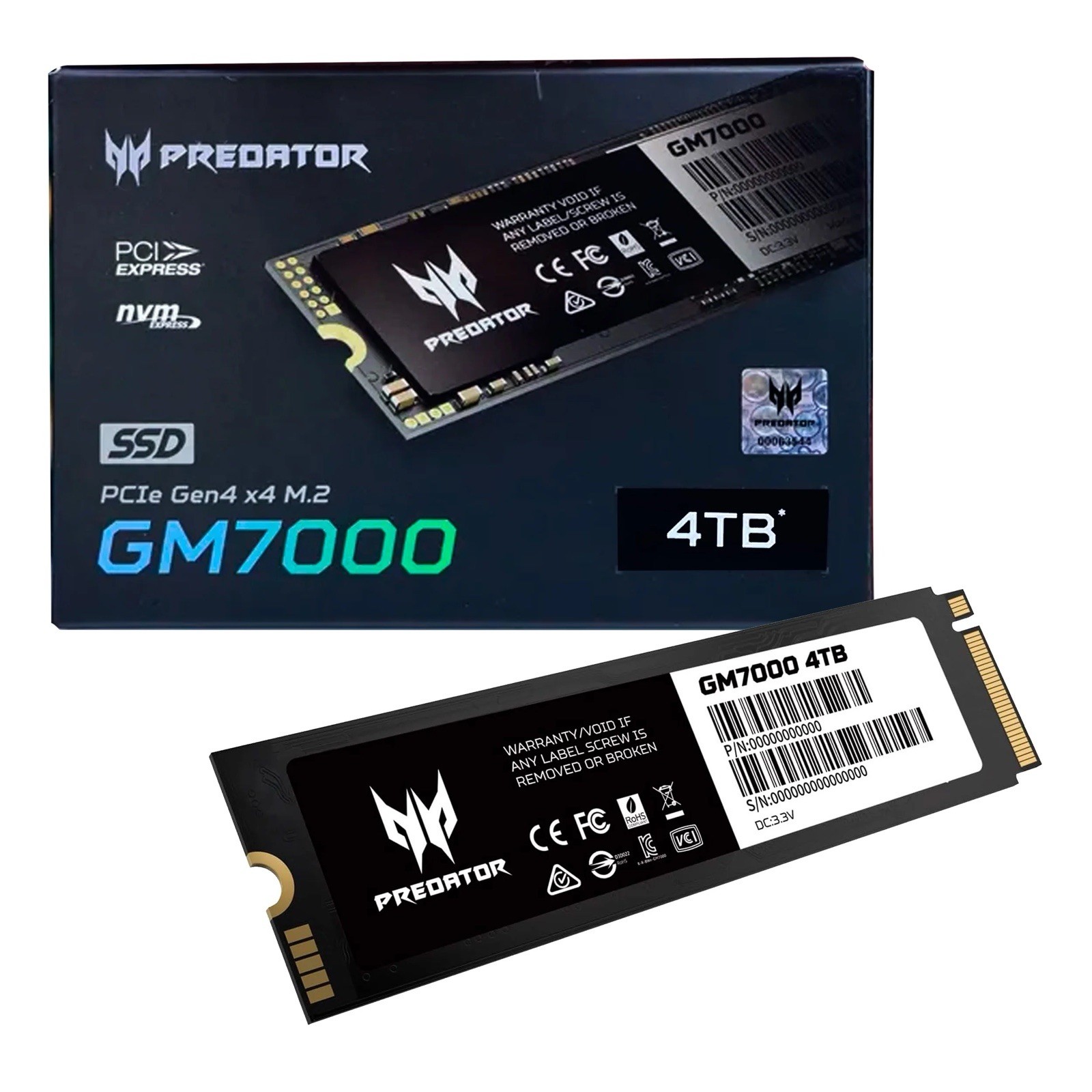 Acer Predator GM7000 4TB Heatsink M.2 SSD / PCIe 4.0 x4 / BL.9BWWR.124 / 🔥NEW🔥