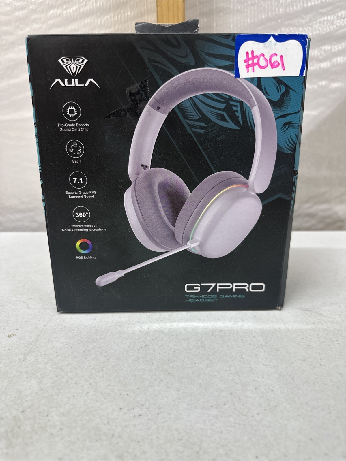 AULA White G7 Pro RGB Tri-Mode Wireless Gaming Headset