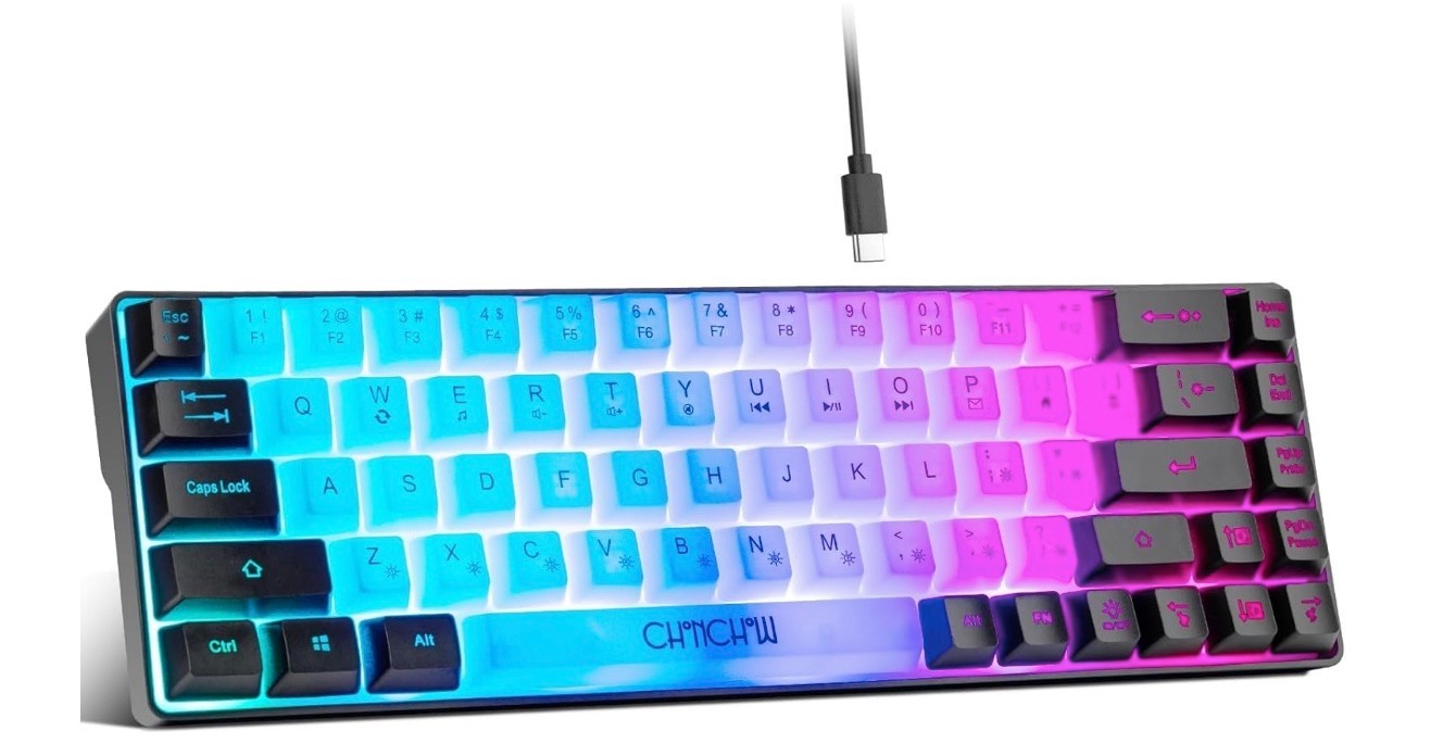 CHONCHOW Mini RGB 60% Gaming Keyboard, 68 Keys Small Compact USB Wired Rainbow L
