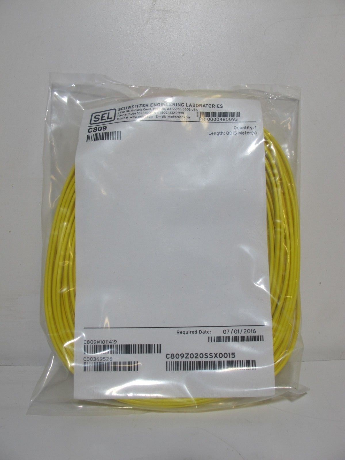 NEW Schweitzer SEL C809#1011419 15 Meters Single-Mode Fiber-Optic Cable C809