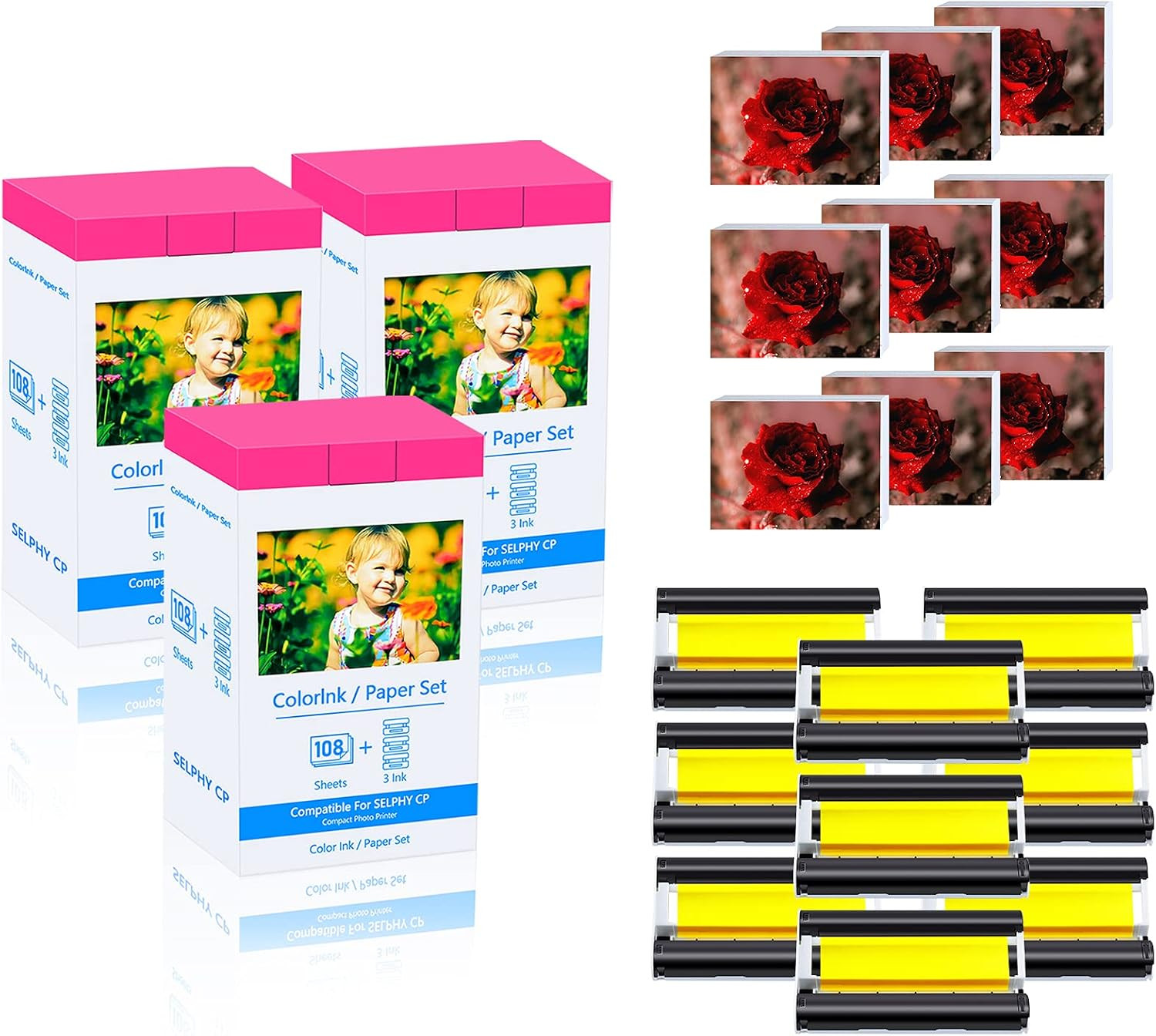 KP-108IN 4x6 3PK 9 Ink 324 Paper Ink Paper Set Fits Canon SELPHY CP720 CP710