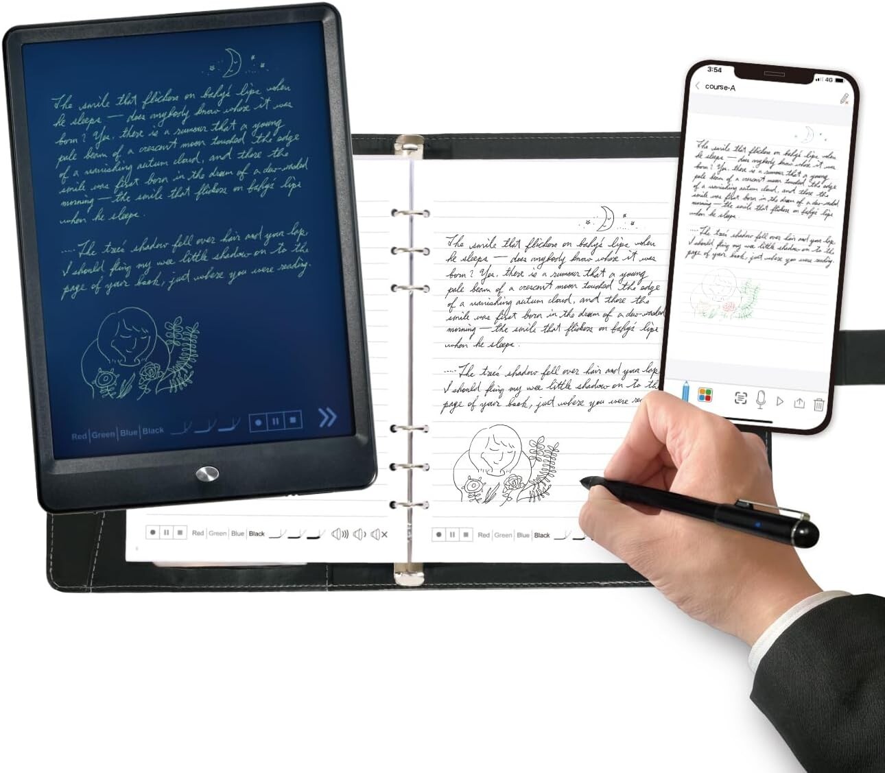 OPHAYA Smart Pen+Notebook+Tablet, Digitize Handwriting, Bluetooth Real Time Sync