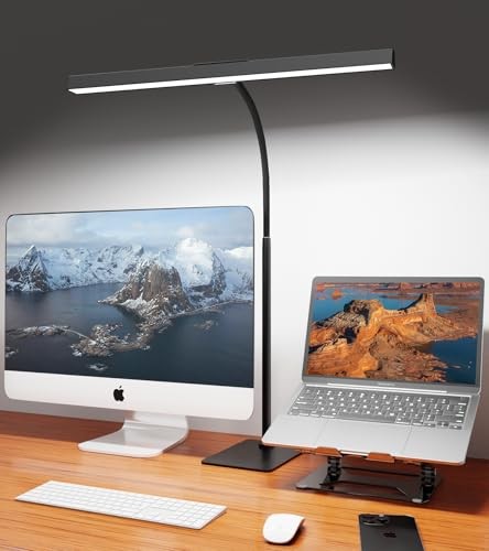 LED Desk Lamp for Home Office with Base, Eye-Caring Architect Task Light Black