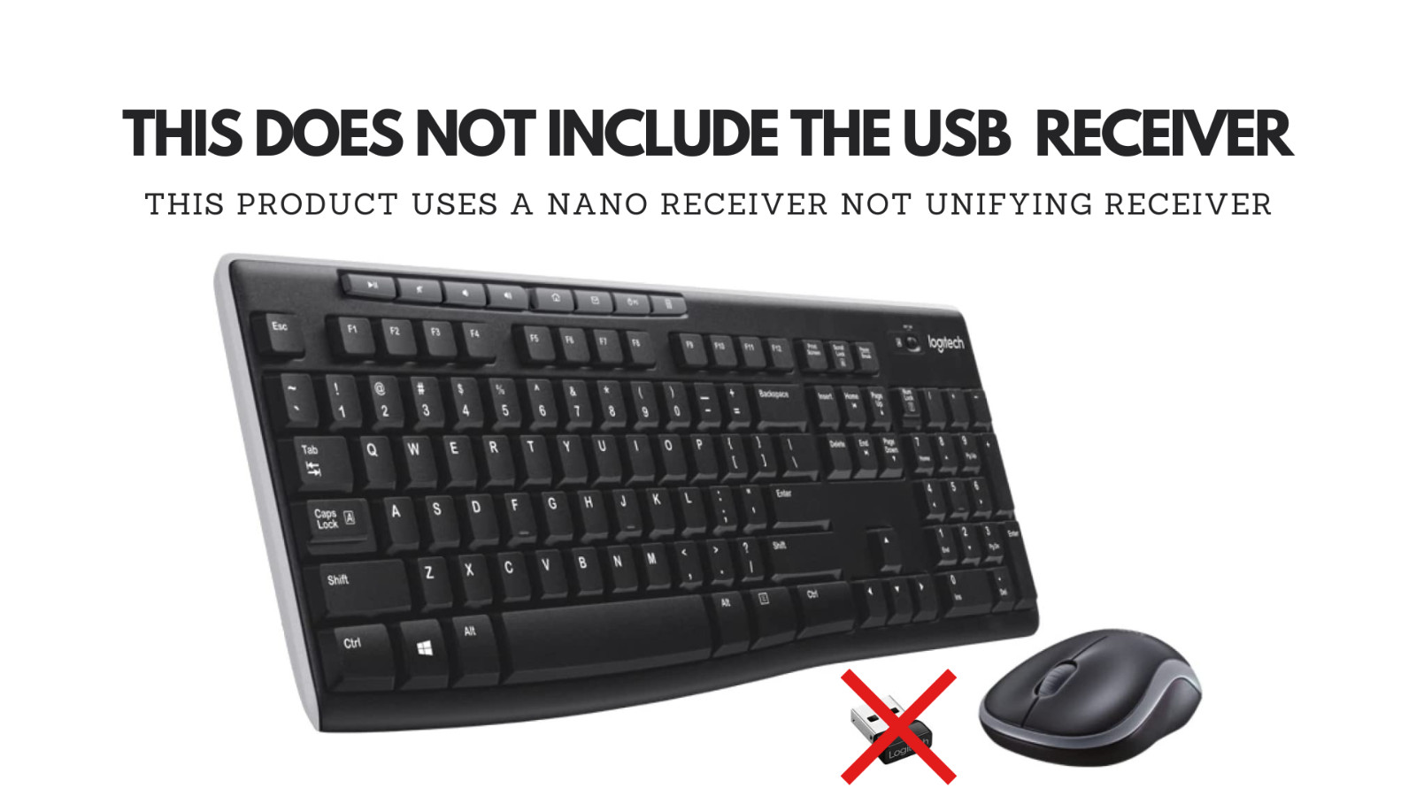 (NO USB RECEIVER) Logitech MK270 Full-size Wireless 2.4G Keyboard And Mouse Set