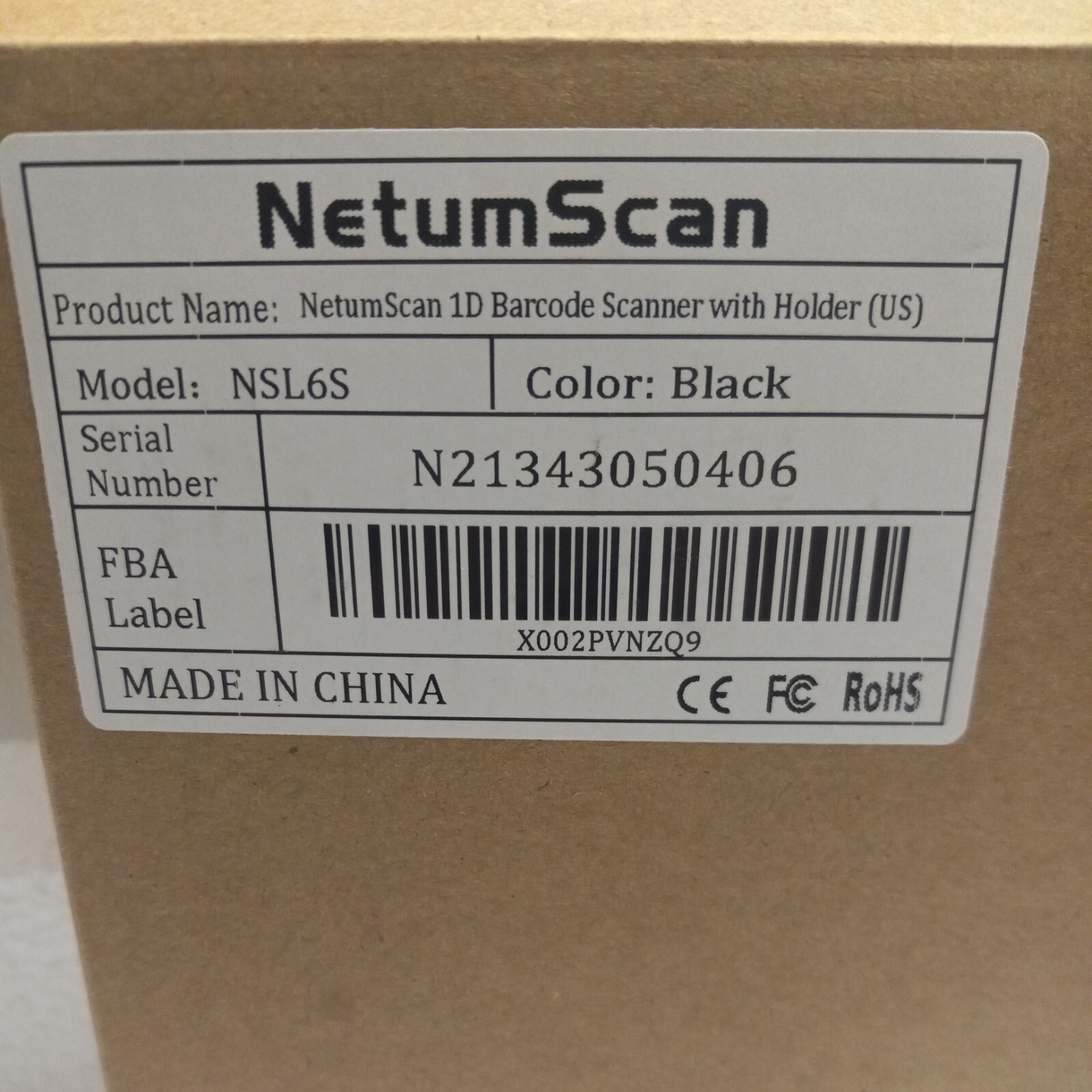 New Netum Scan 1D Barcode Scanner with Holder Model NSL6S Black