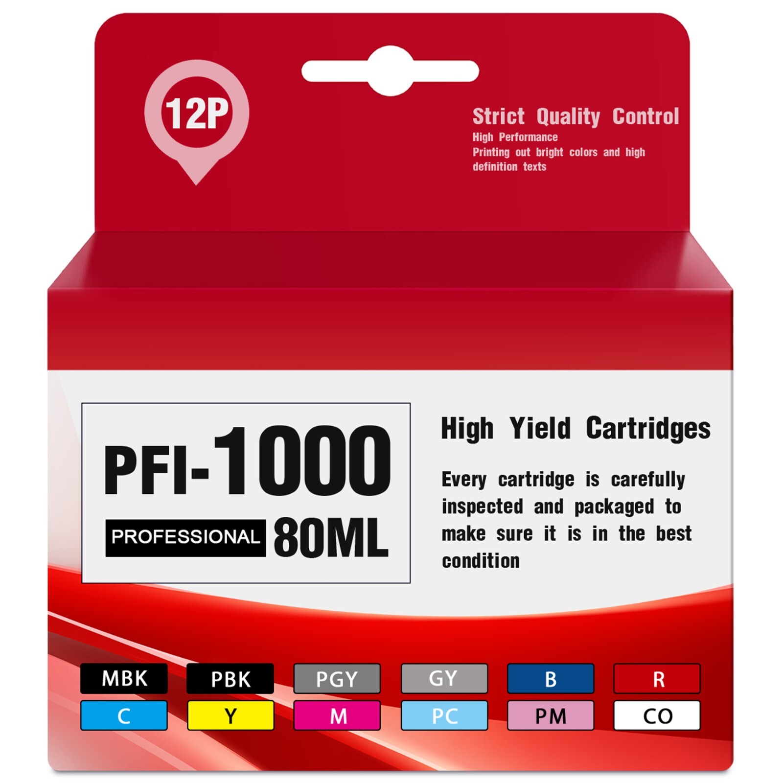 PFI-1000 Ink 80ml Compatible Cartridge for Canon imagePROGRAF PRO-1000 (12Pack) 