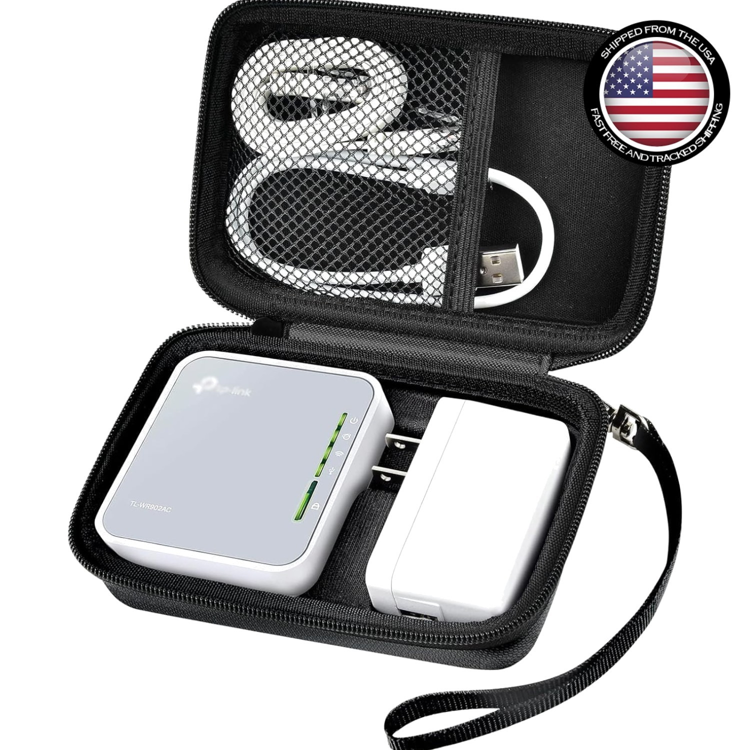 Stylish Black WiFi Router Case for TP-Link AC750 - Accessory Holder Included