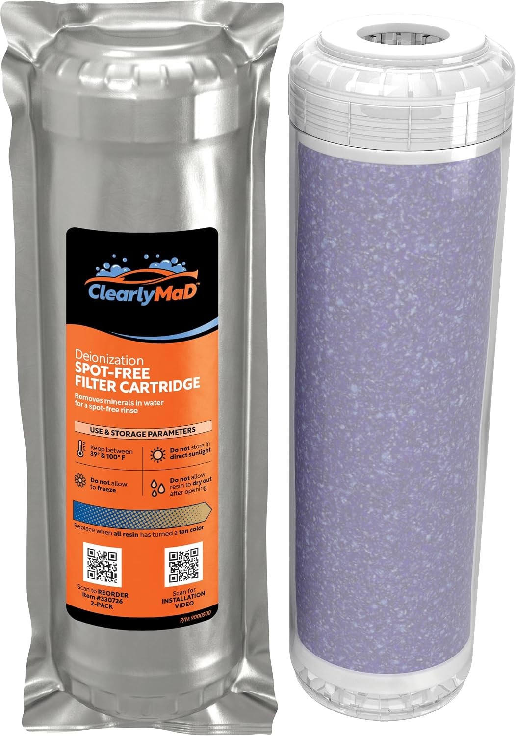 2-Pack Color-Changing DI Resin Cartridges for Spot-Rinse Systems