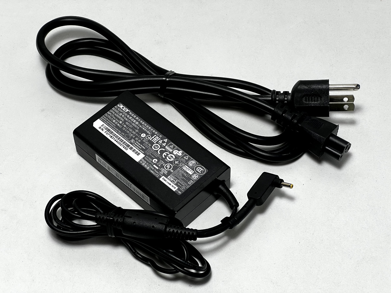 Acer Chromebook 65W AC Adapter & Powercord 19V 3.42A A11-065N1A A065R094L