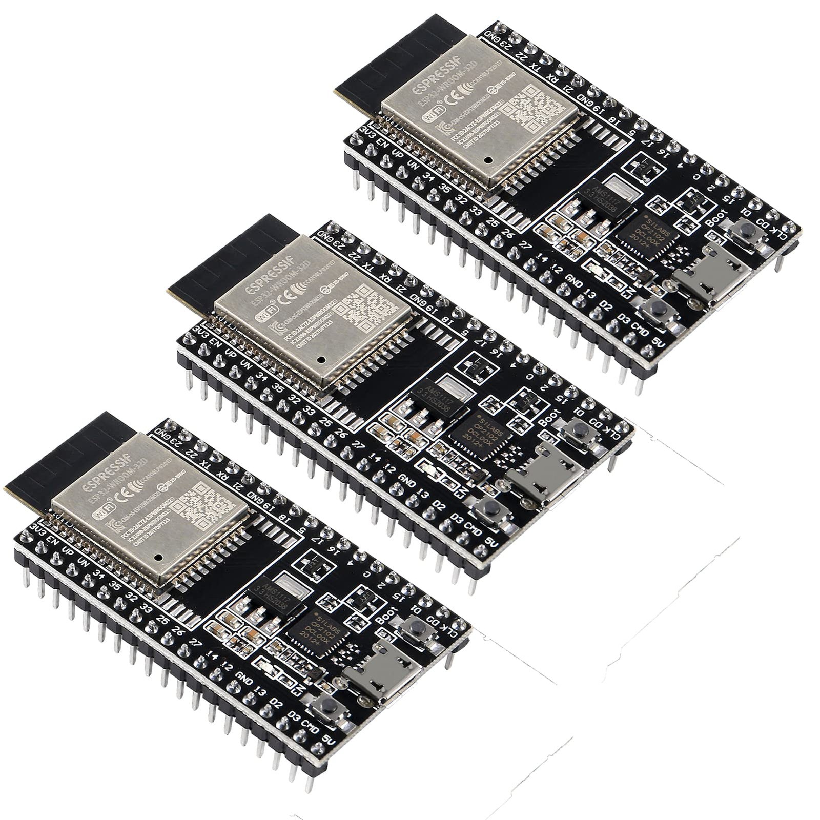 QCCAN 3Pcs ESP32-DevKitC core Board ESP32 Development Board ESP32-32D Wireles...