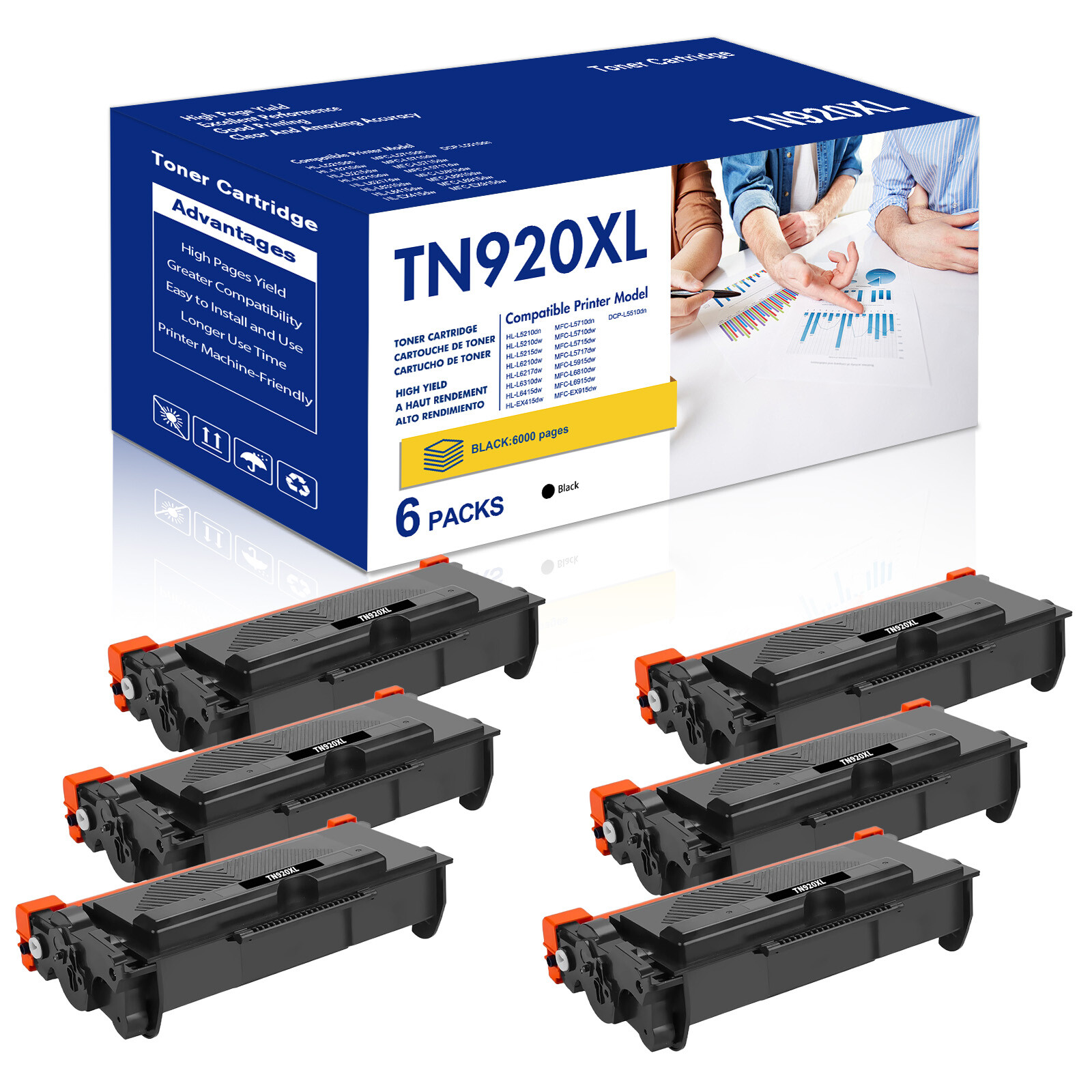 6PK TN-920 Compatible With Brother TN920XL Toner HL L6310DW L6415DW MFC L6810DW