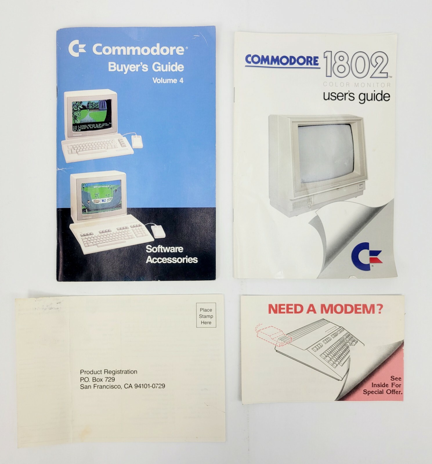 Vintage Commodore 1802 User's Guide, Buyer's Guide & Feelies From Original Box