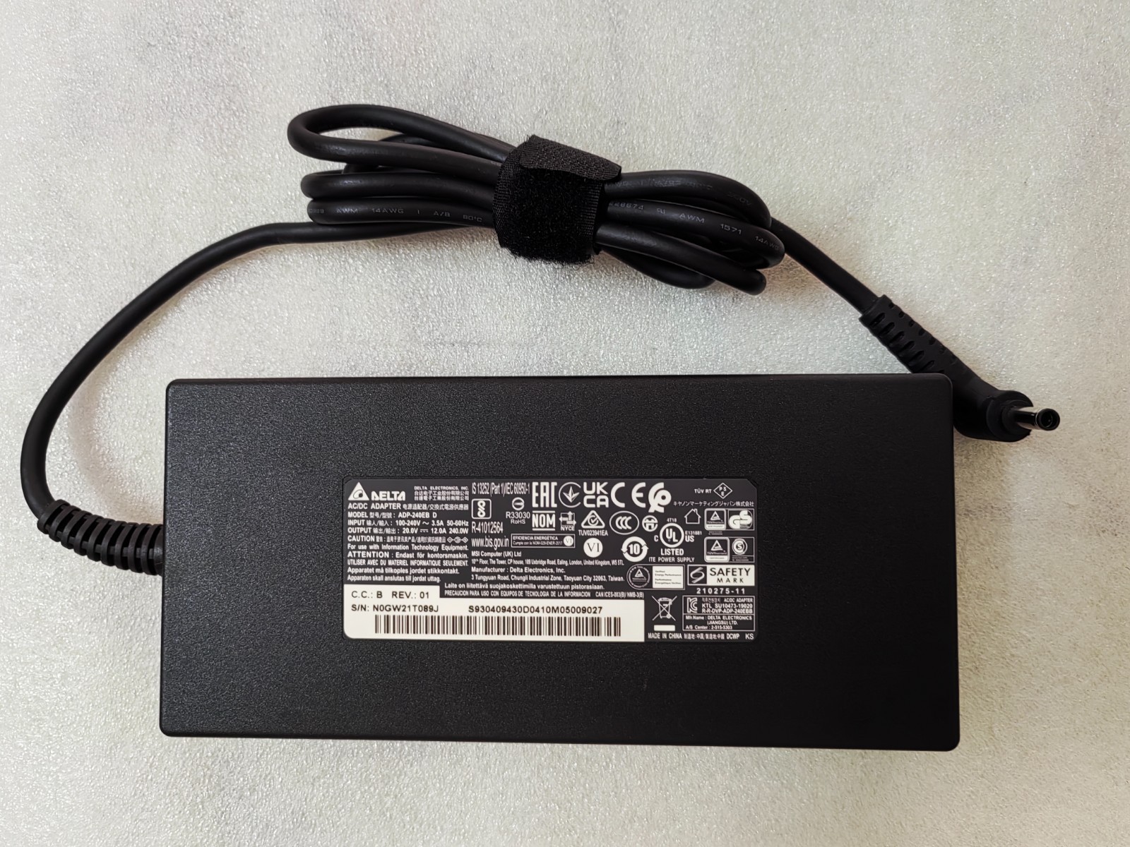 Delta 20V 12A ADP-240EB D For MSI Katana GF66 12UG-806AU 4.5mm 240W Adapter OEM