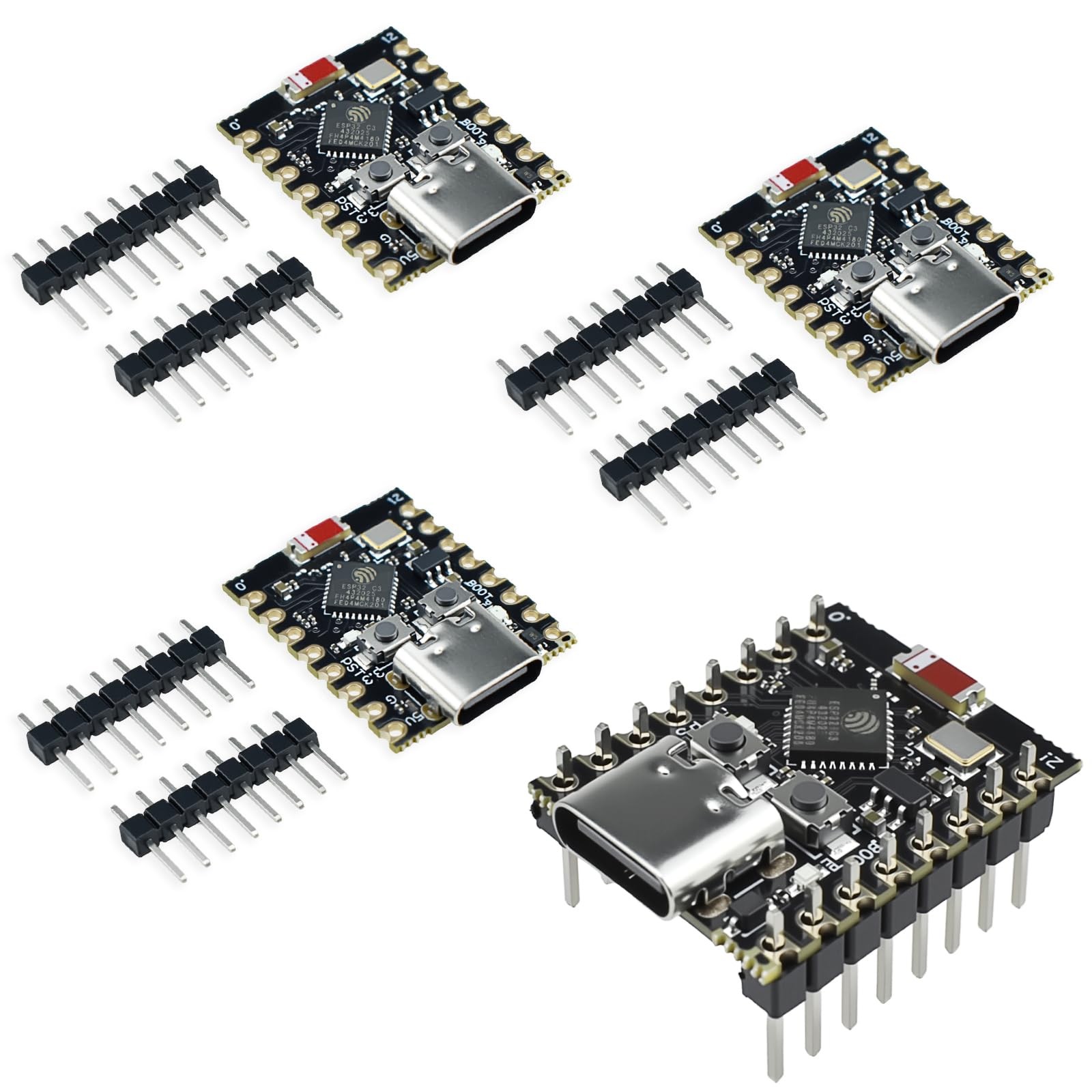 SATUY 4Pcs ESP32-C3 Super Mini Development Board, - ESP32 C3, Black