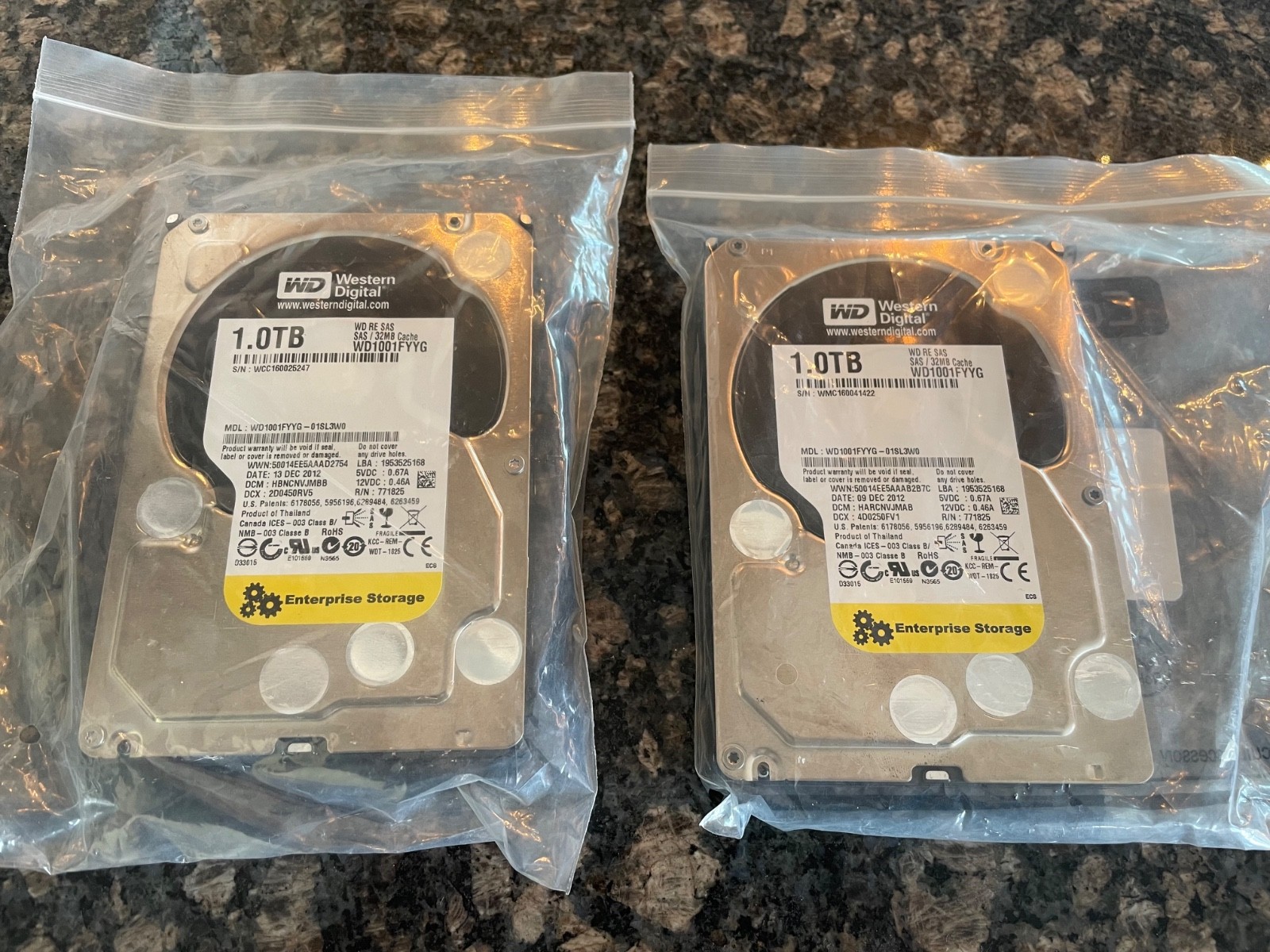 2x Brand New Western Digital 1TB WD RE 3.5" SAS Enterprise Storage Hard Drives