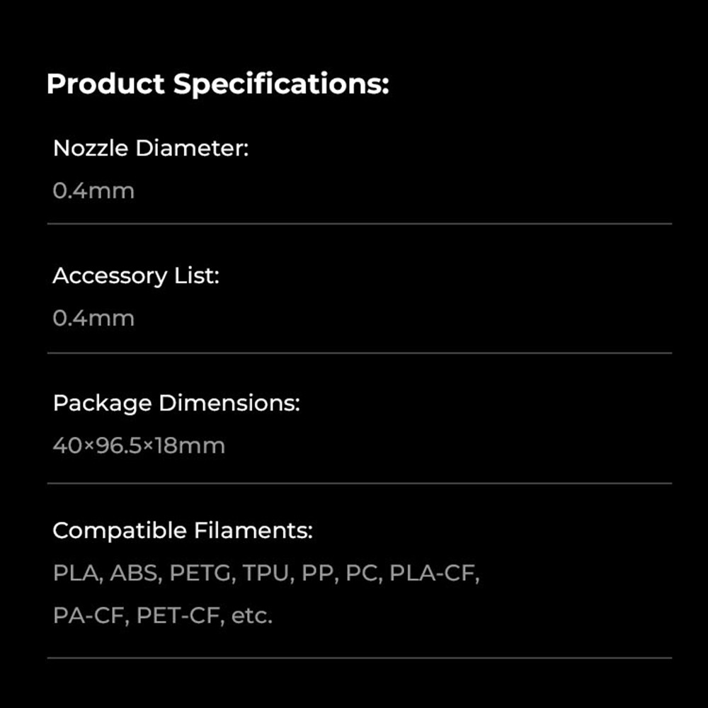  0.4mm Quick-Swap Nozzle High- Printing All-metal Integrated Design