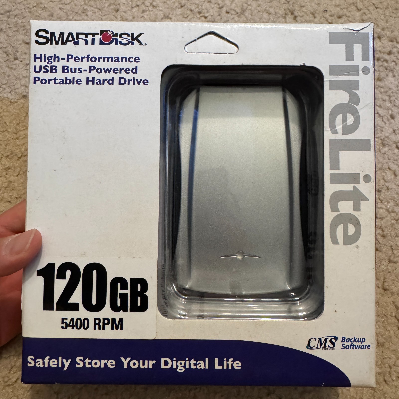 SmartDisk FireLite External Portable Hard Drive USB Verbatim 120GB USBFLB120 VTG