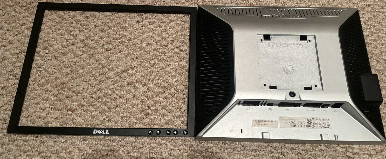 17” Dell Monitor 1708FPb back cover and front frame 