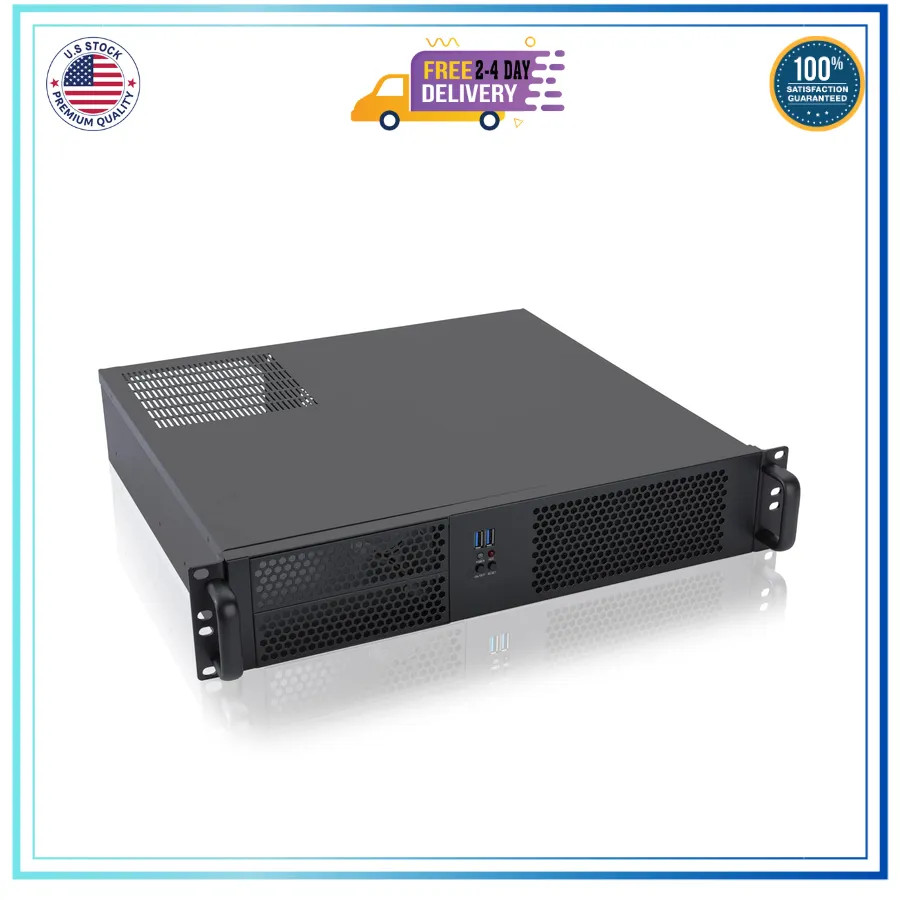 RackChoice 2U Micro ATX Rackmount Server Chassis Support ATX PS2 PSU USB 3.0 Fan