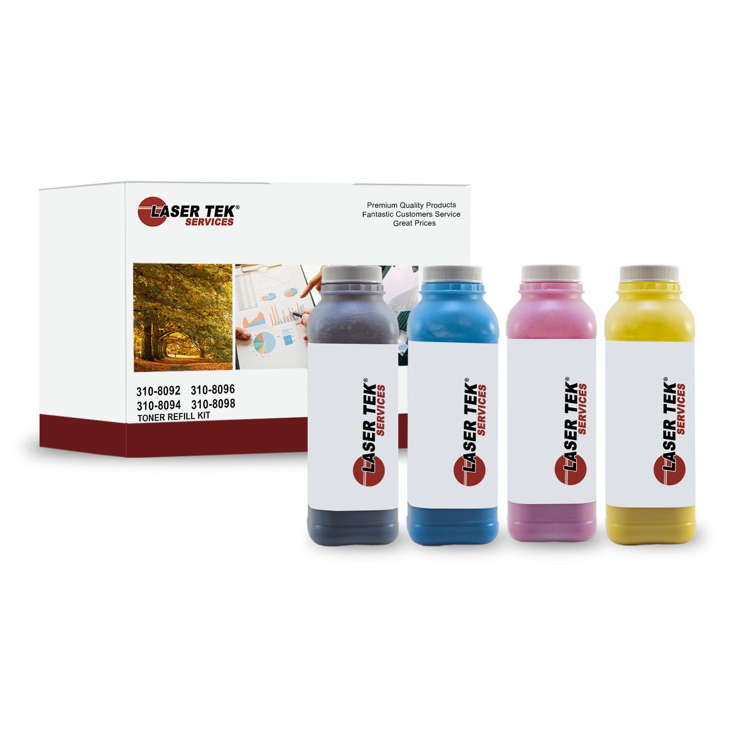 4Pk LTS 3115 CMYK Toner Refill Kit Compatible with Dell 3115 3110 3110cn