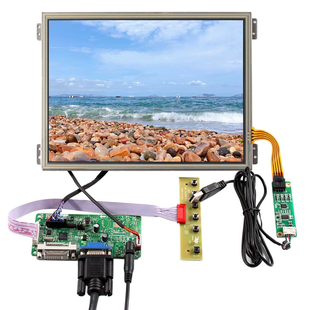 DVI VGA LCD Controller Board 10.4" VS104T-004A 1024X768 Resistive Touch LCD