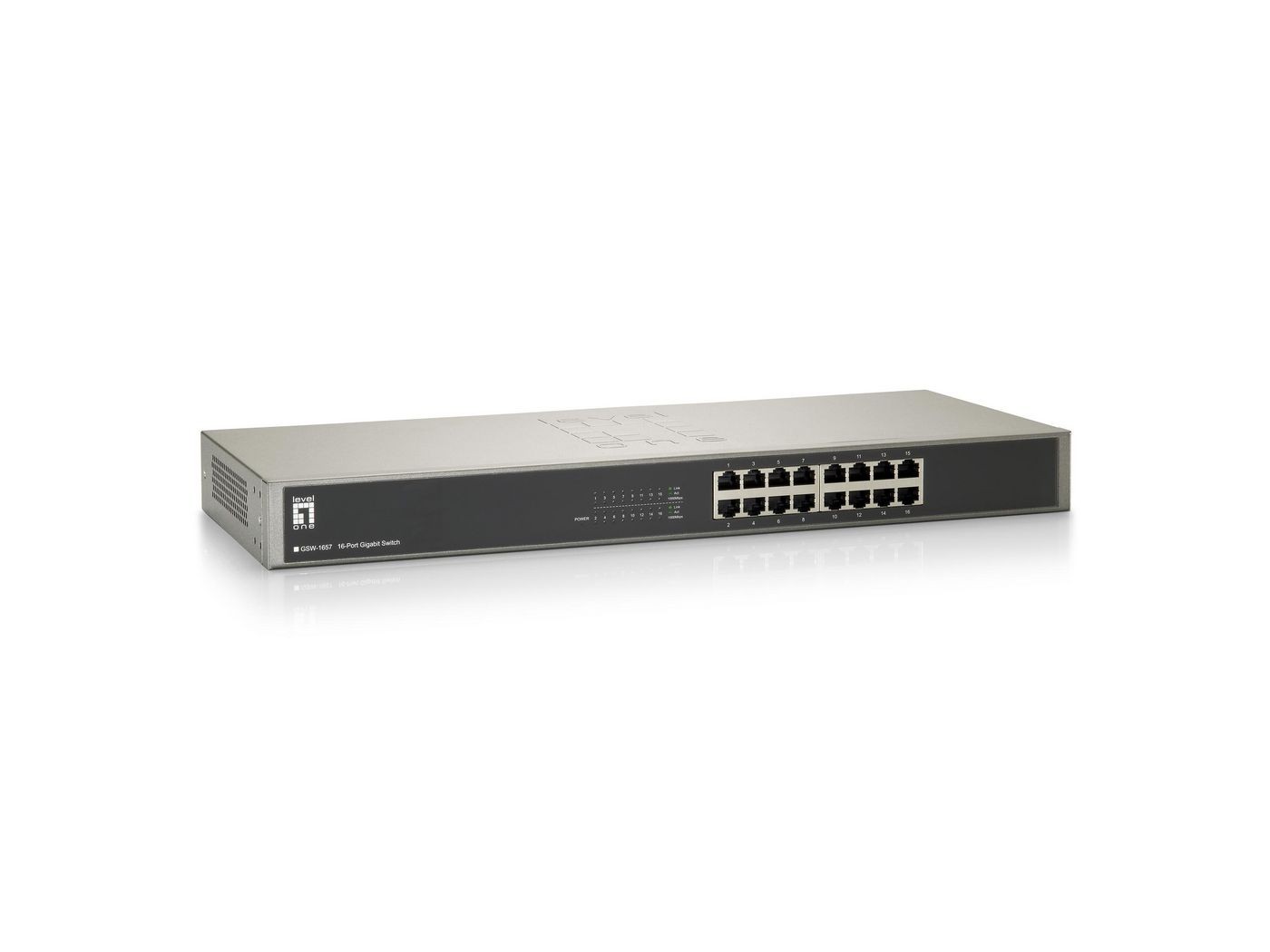 LevelOne GSW-1657 16P DT/19 G1657 10/10 16-Port Gigabit Switch, Unmanaged, ~E~
