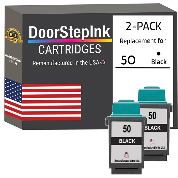 DoorStepInk Compatible Ink Cartridge for Lexmark #50 Black Twin Pack-USA