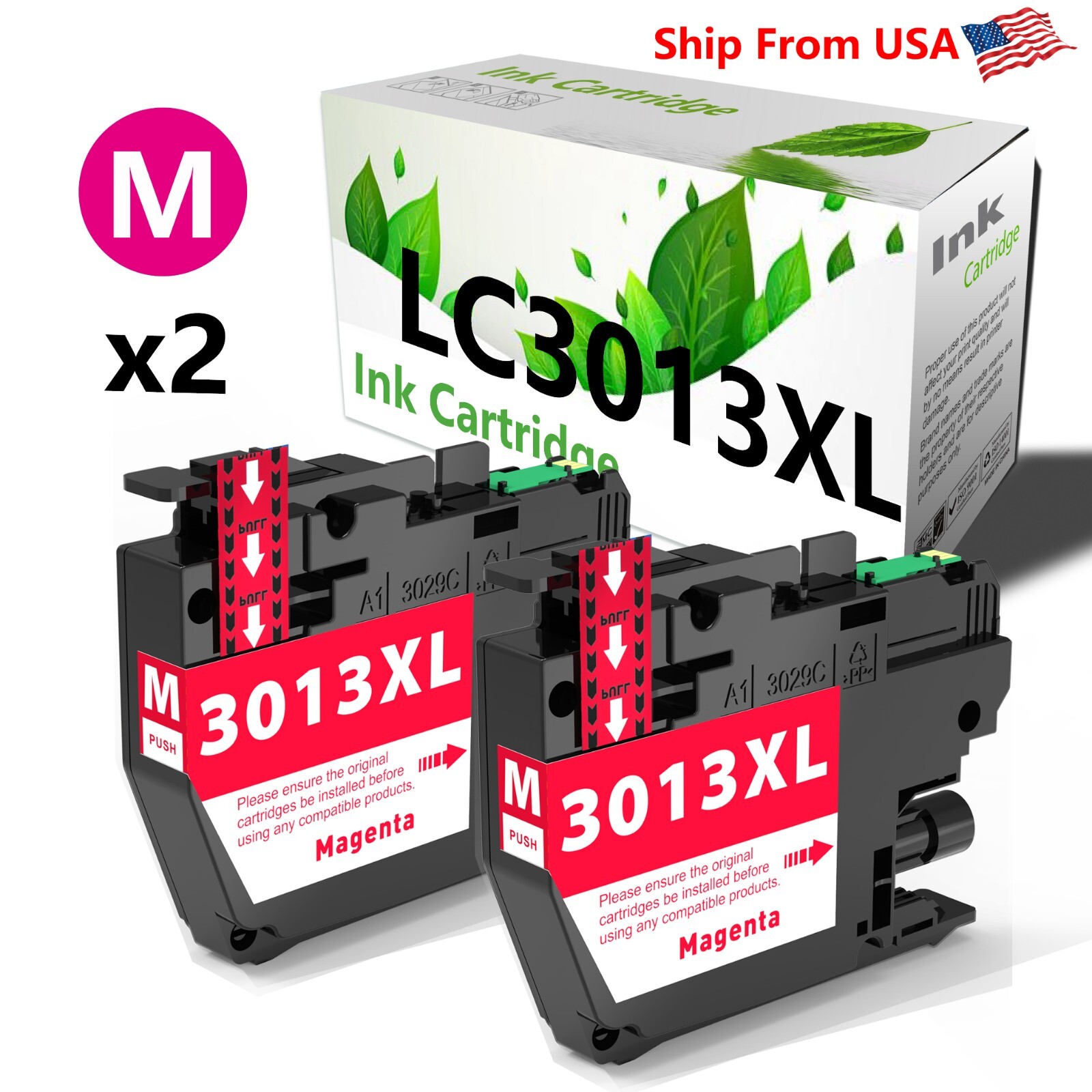 2PK replace for Brother LC3013 XL Ink Cartridge Magenta for MFC-J491DW MFCJ497DW