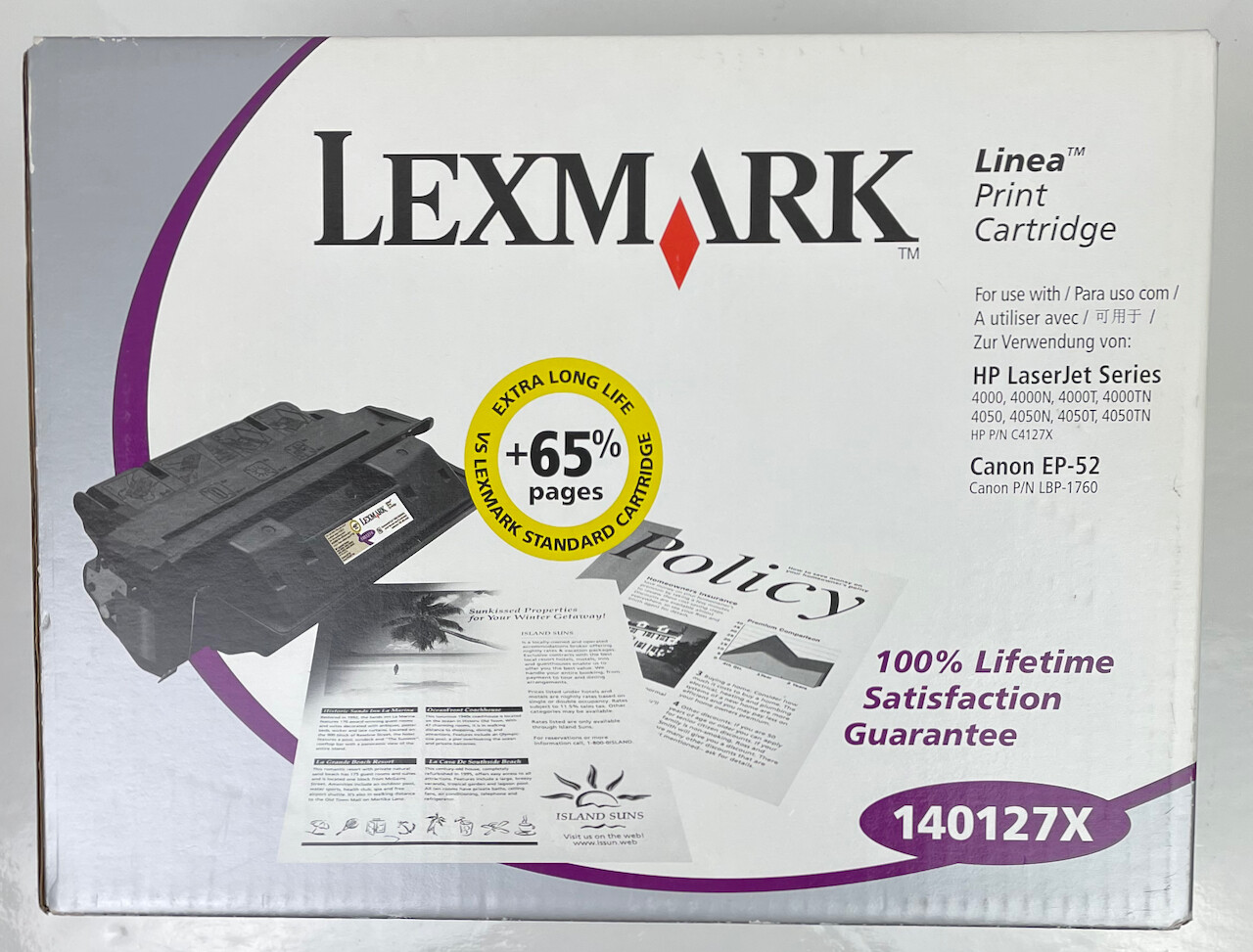 Genuine Lexmark Linea Print Cartridge 140127X/HP #C4127X/Canon LBP-1760 *NEW*