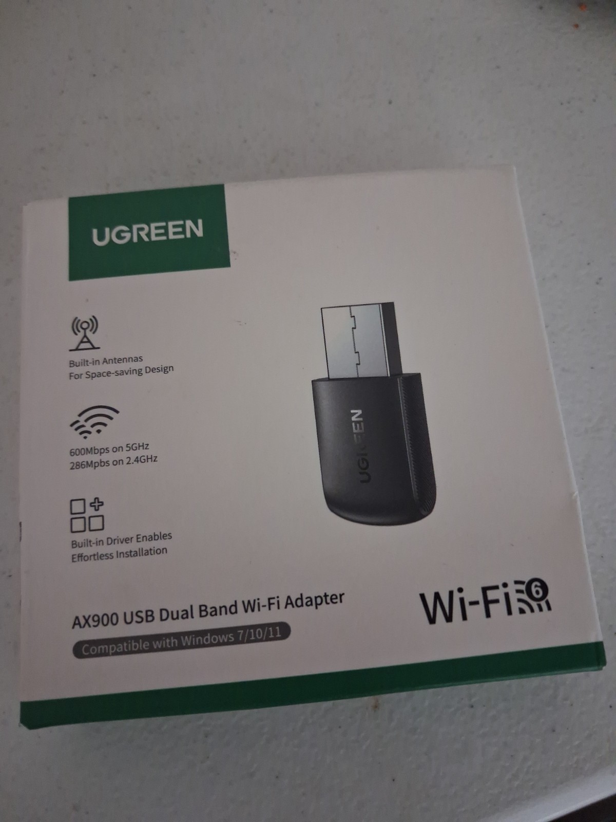 UGREEN WiFi Adapter for Desktop PC, AX900 USB 6 with Black 